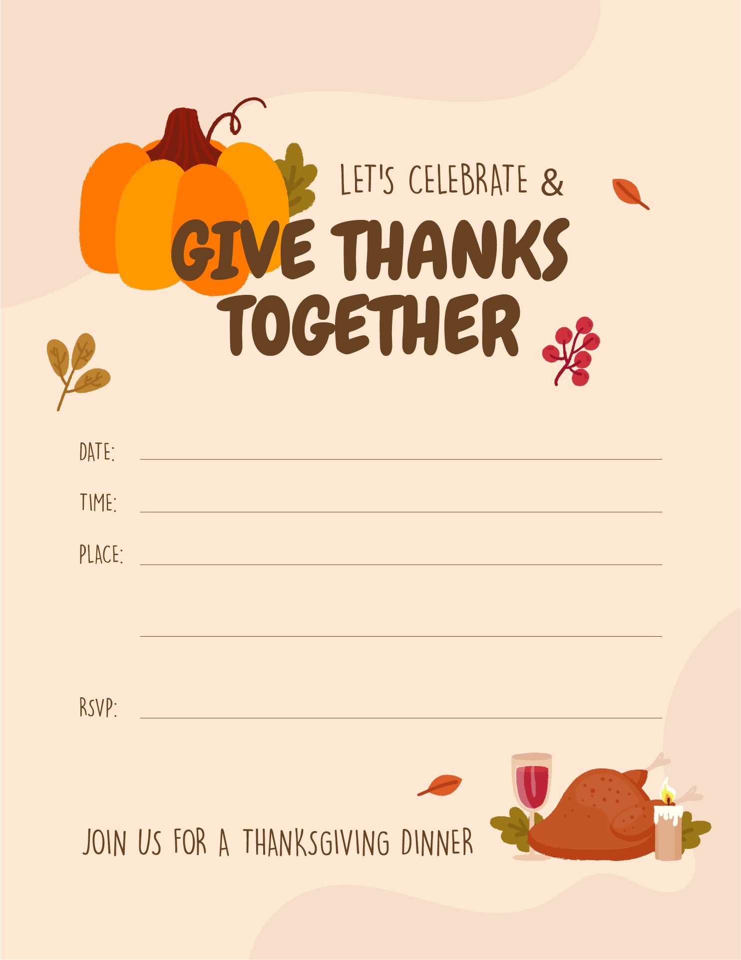 Thanksgiving Dinner Invitation Templates Printable Free