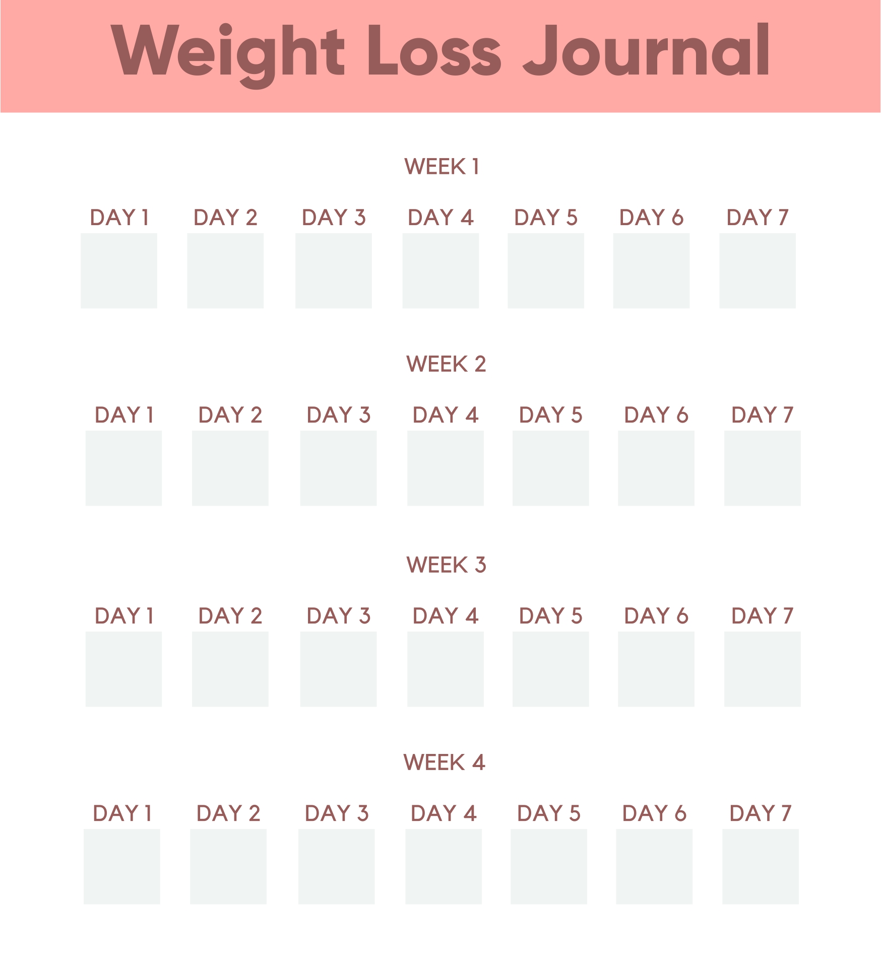 Daily Weight Loss Journal Printable