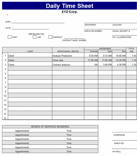 Time Log Template from www.printablee.com
