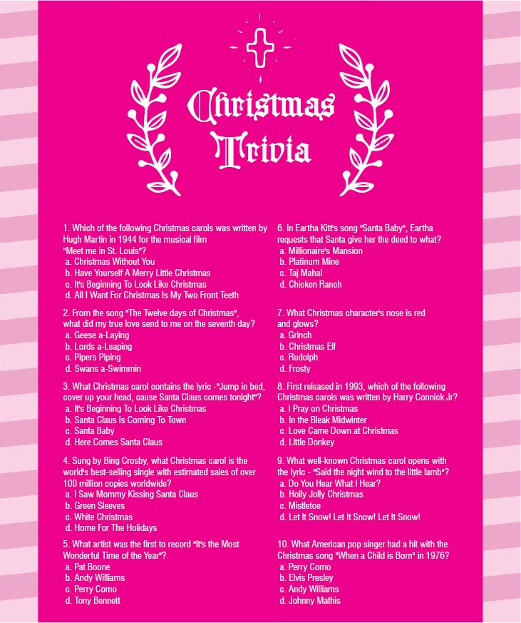 Printable Christmas Trivia Questions and Answers