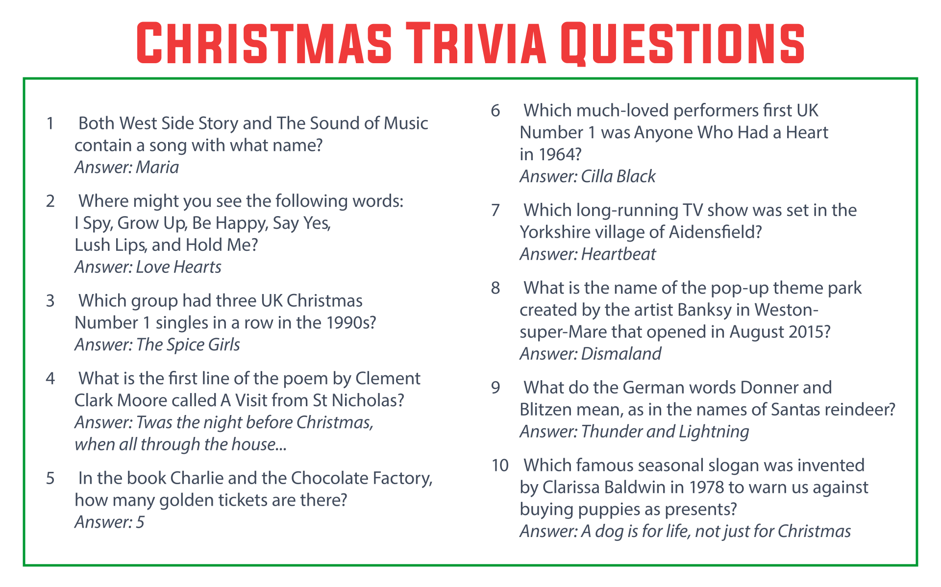 5 Best Free Printable Christmas Trivia Questions Printablee Com