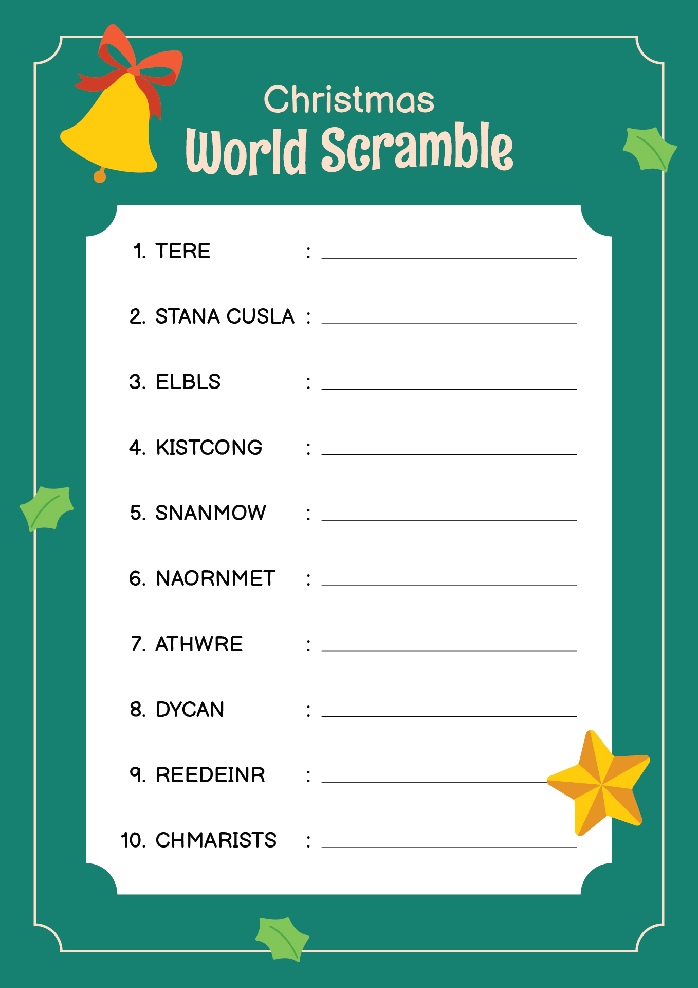 10 Best Christmas Word Scramble Printable Game Images And Photos Finder