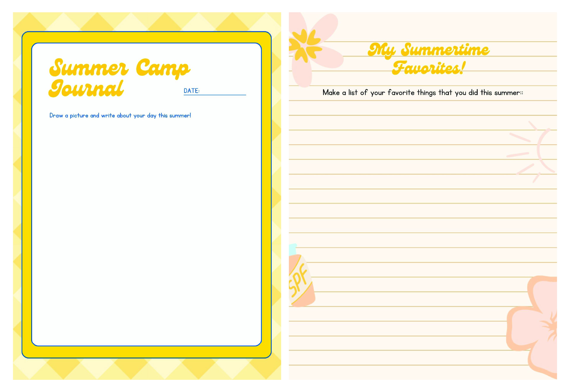 Printable Journal Writing Pages