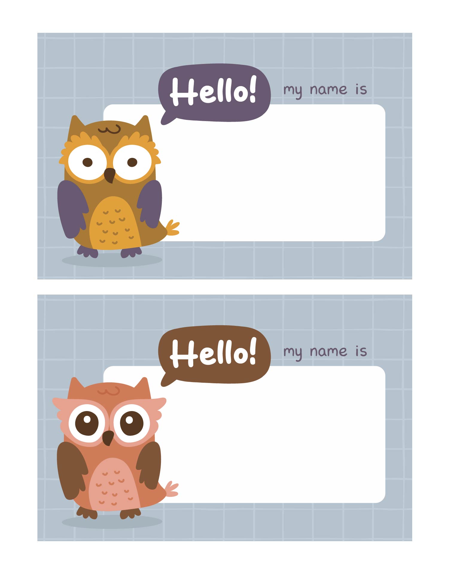 Printable Owl Name Tag Template