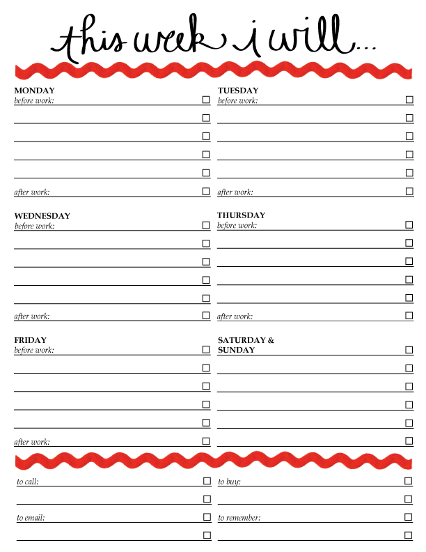 Printable Weekly to Do List Template