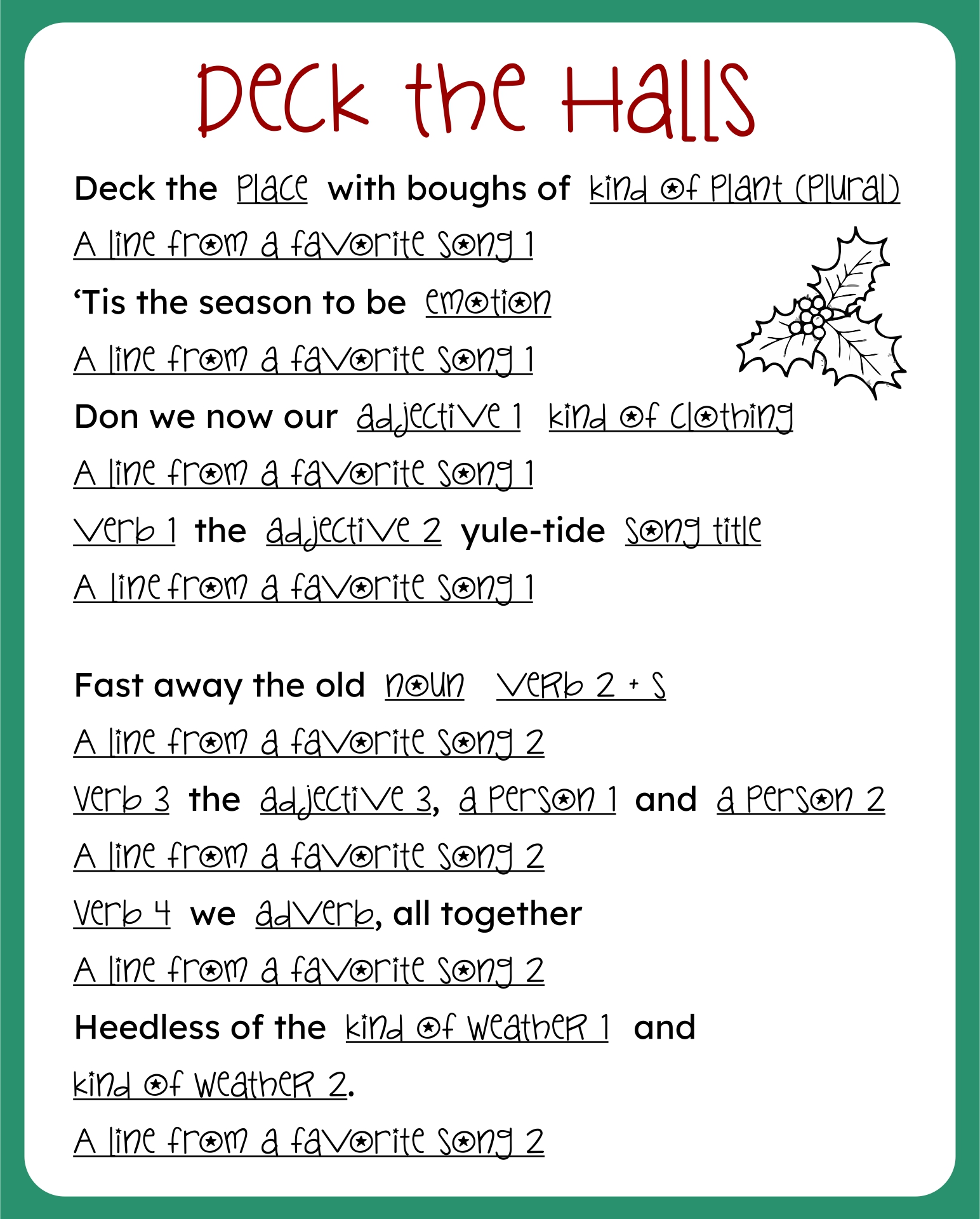 Christmas Mad Libs Printable