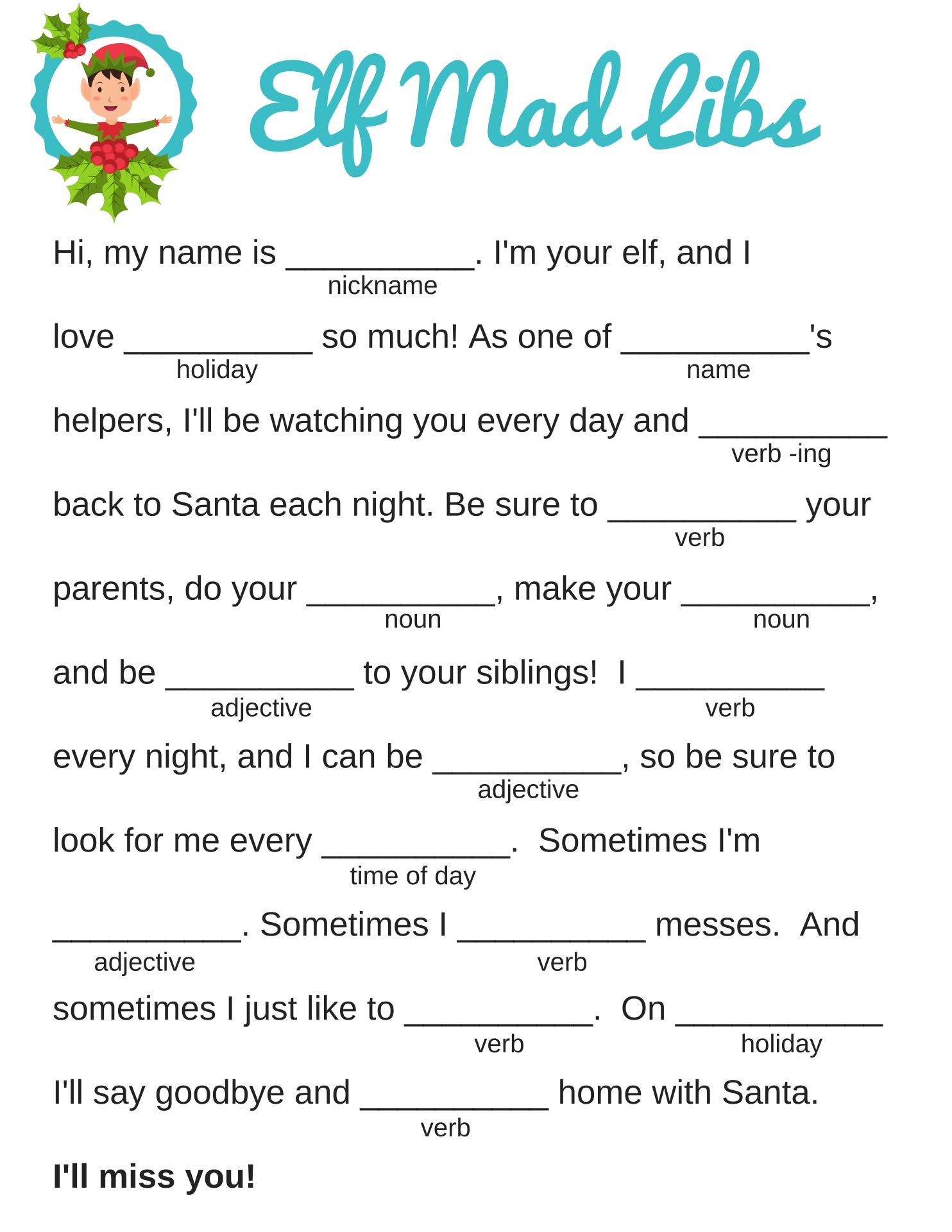 Free Mad Libs Printable Worksheets