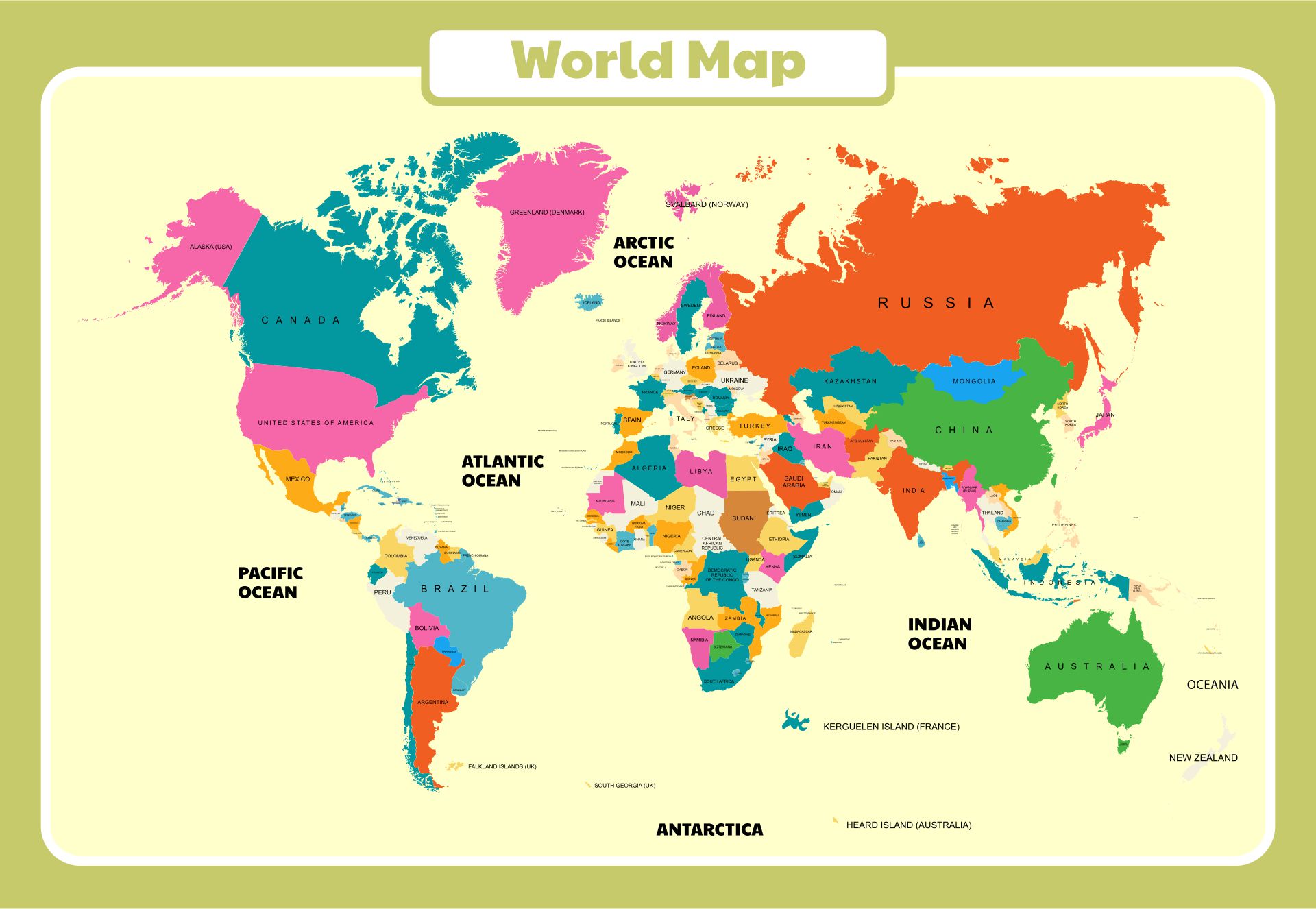 Free Printable Childrens World Map