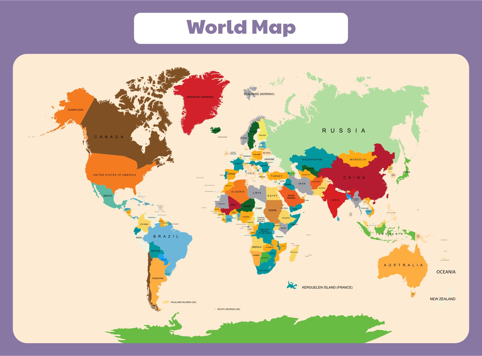 Large Printable World Map Print