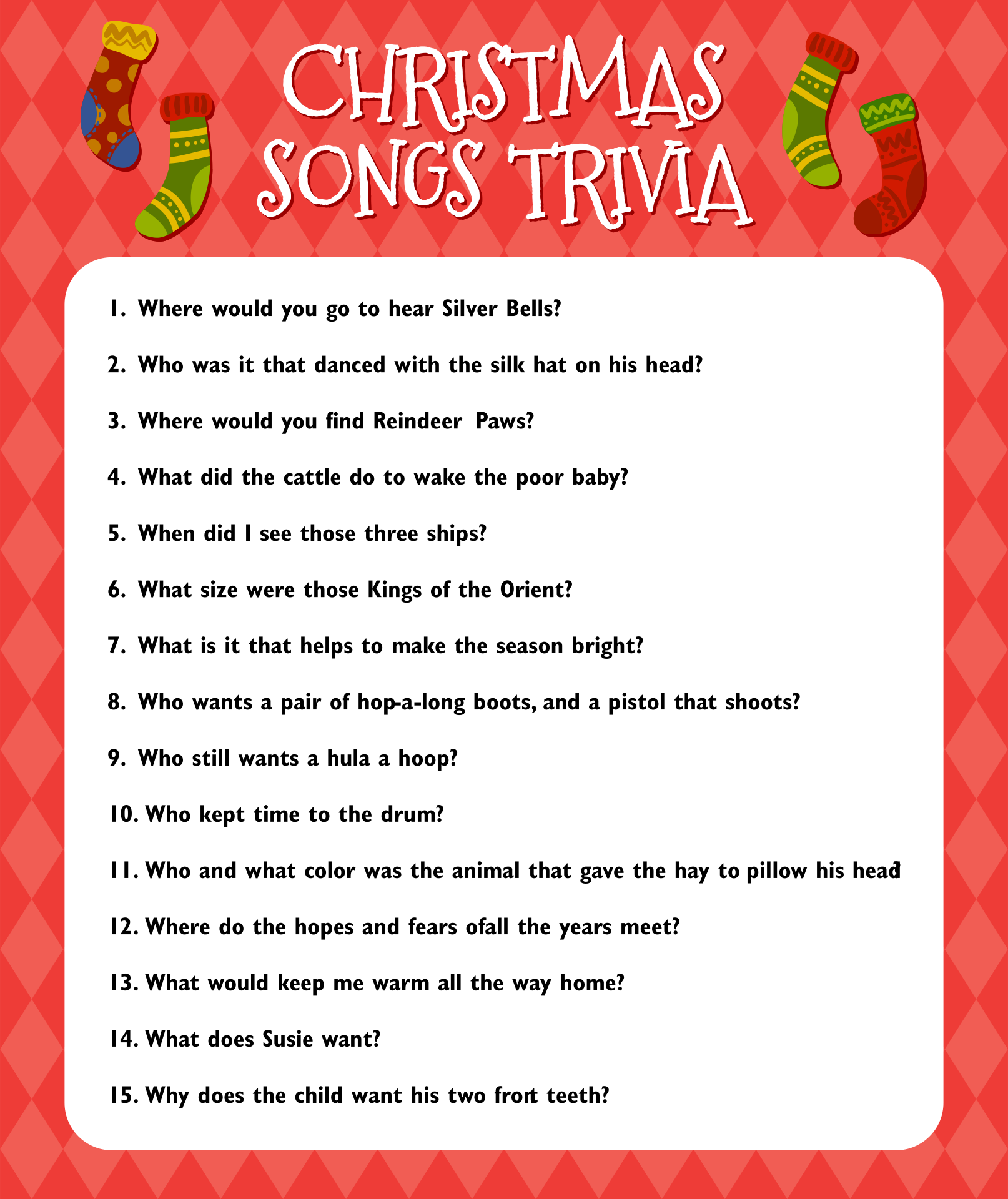 6 Best Images Of Printable Christmas Trivia Questions Printable ...