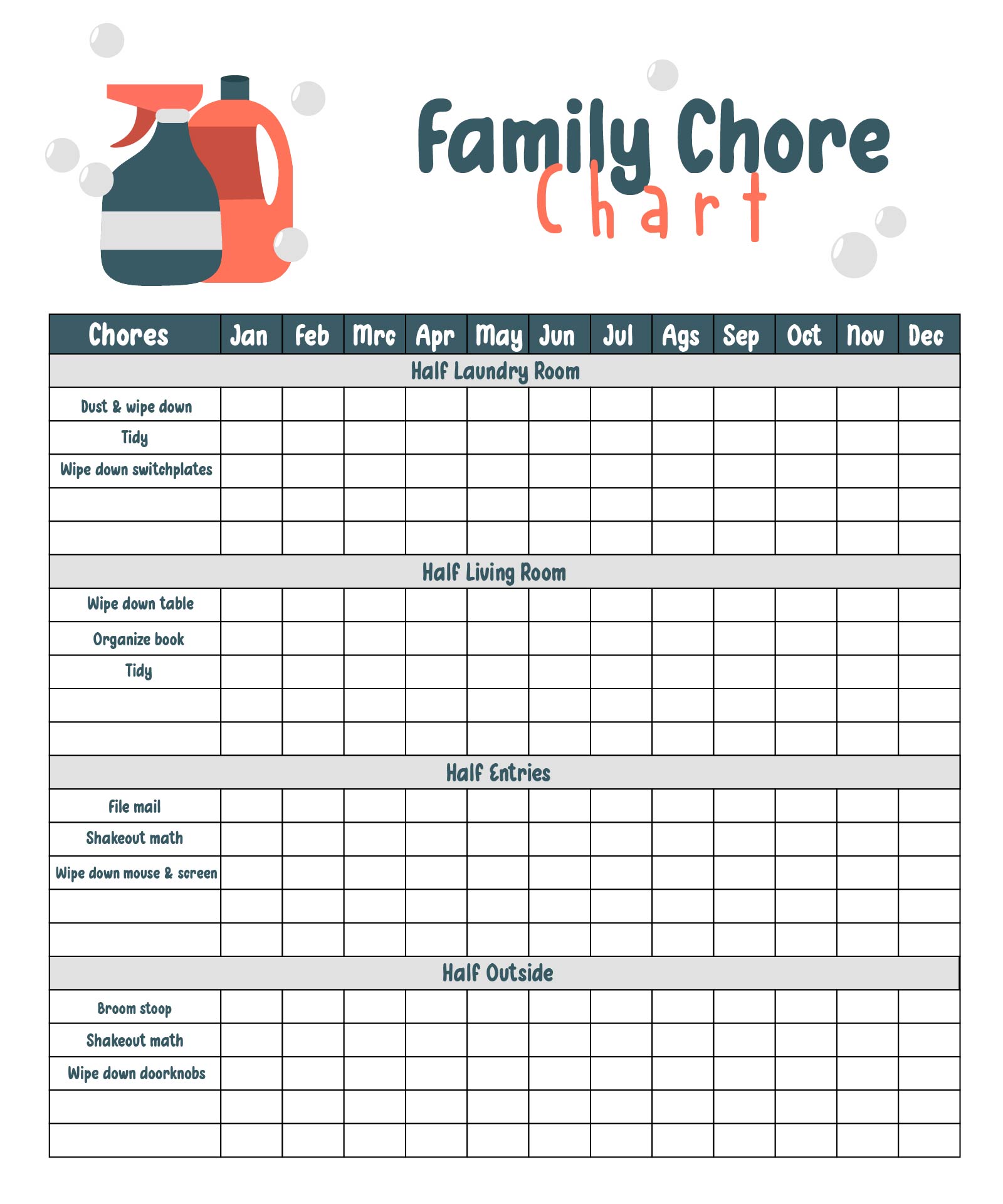 Free Printable Family Chore Chart