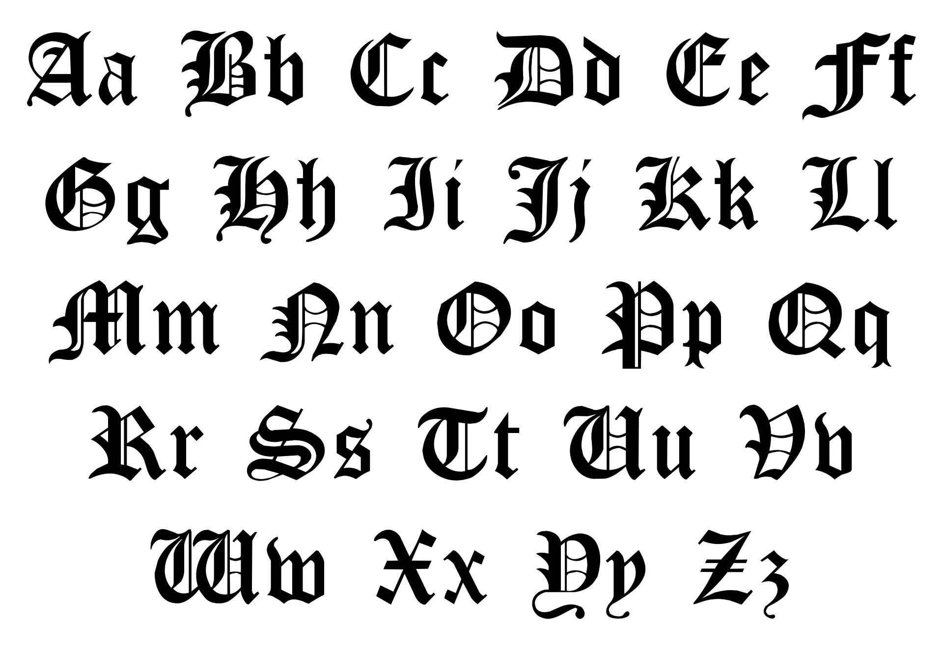 Printable Old English Letters Alphabet