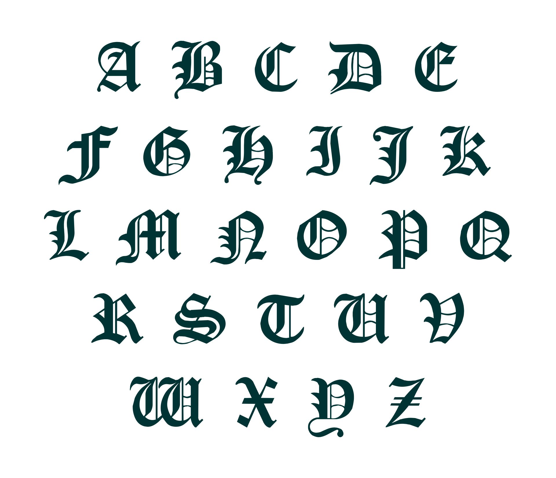 gothic calligraphy alphabet a z