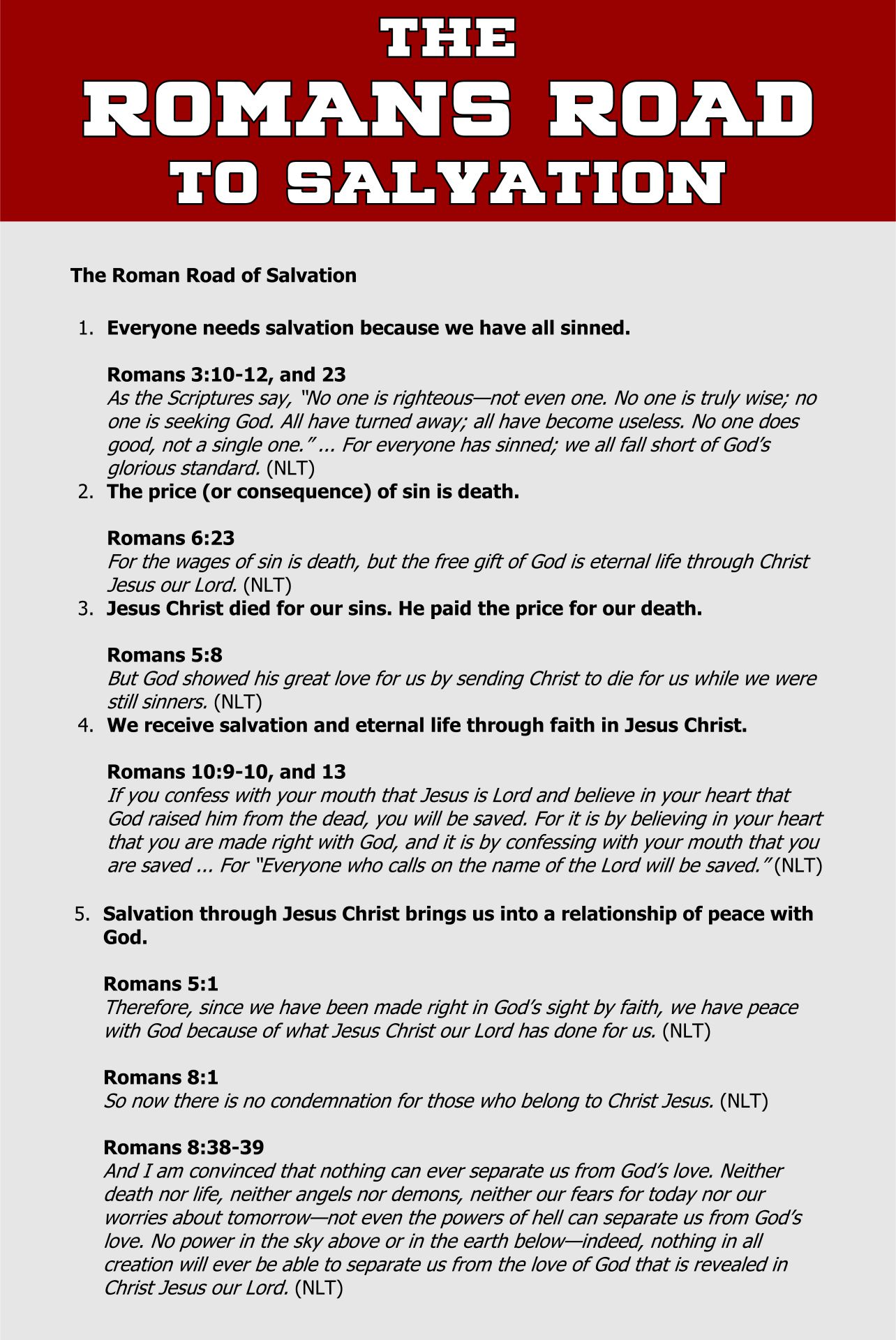 Romans Road Tract 10 Free PDF Printables Printablee