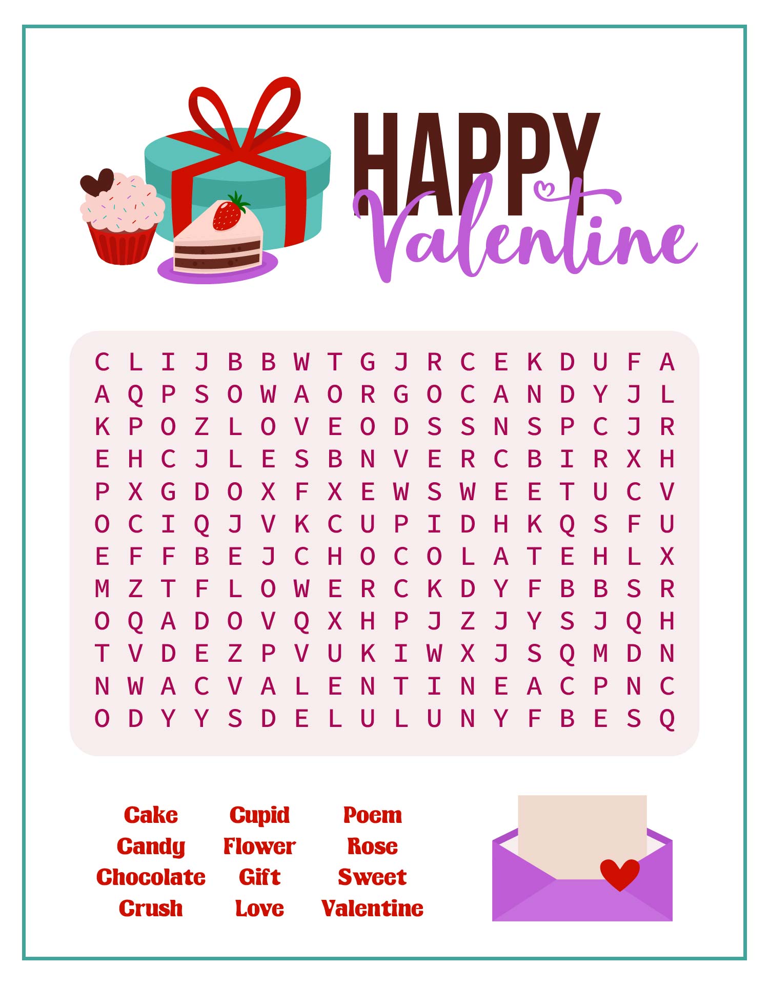 Valentines Day  Printable Word Searches