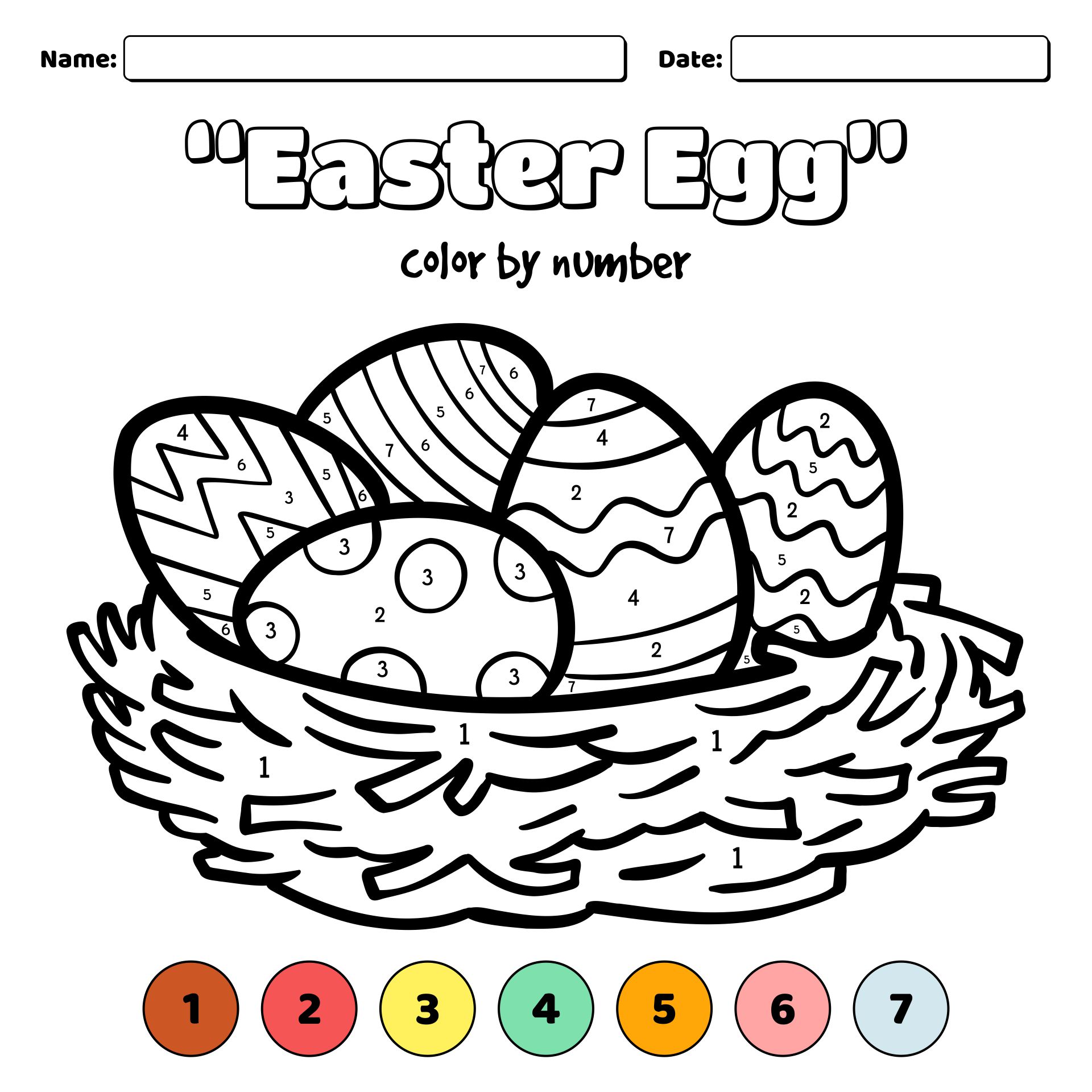 Easter Egg Color by Number Printables