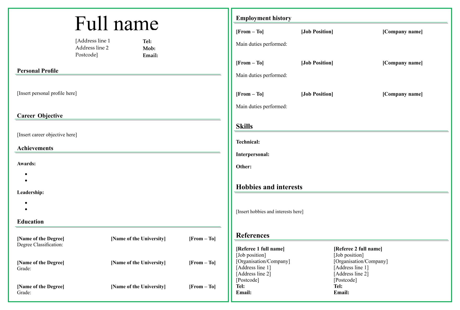 10 Best Fill In Blank Printable Resume Printablee Com