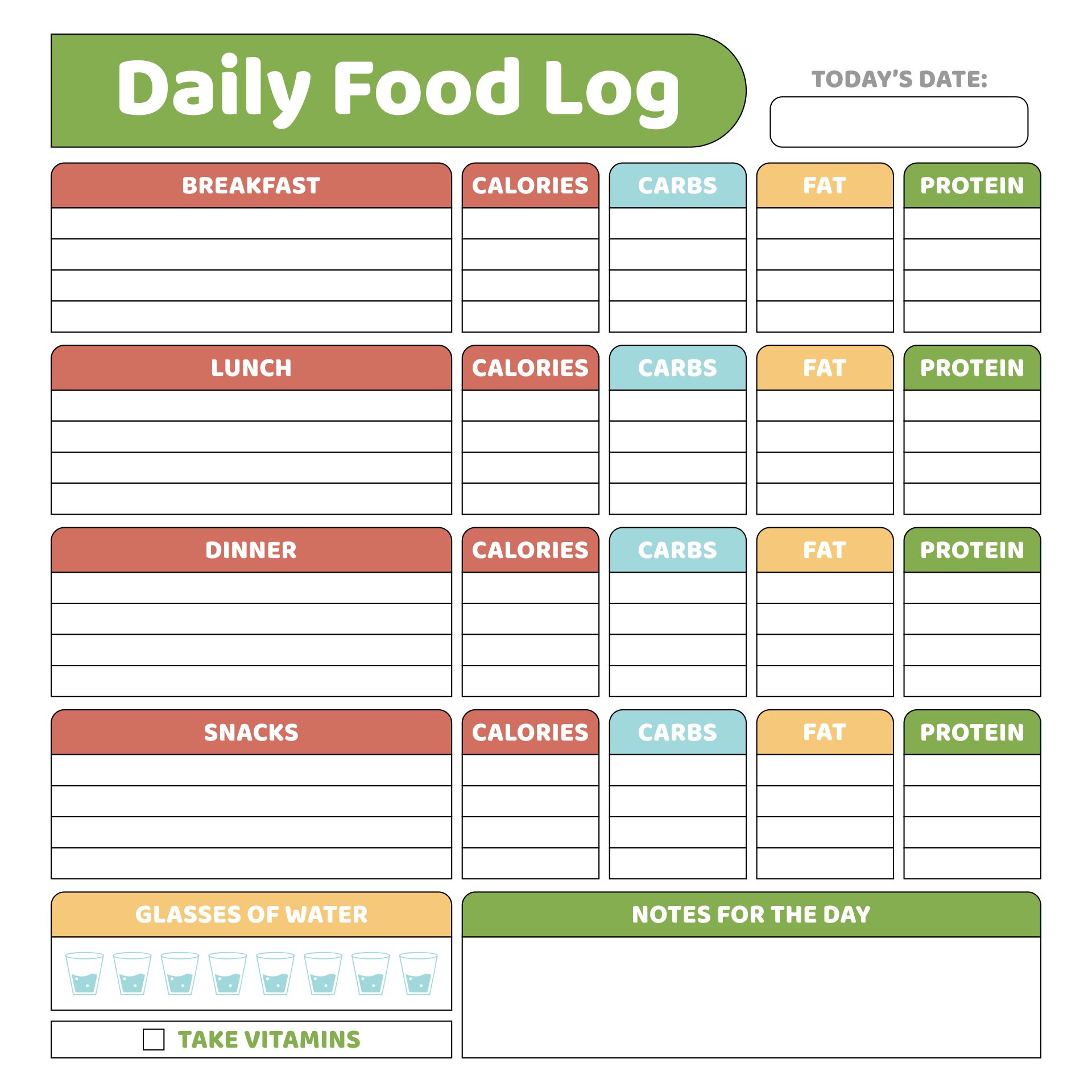 Printable Daily Food Log
