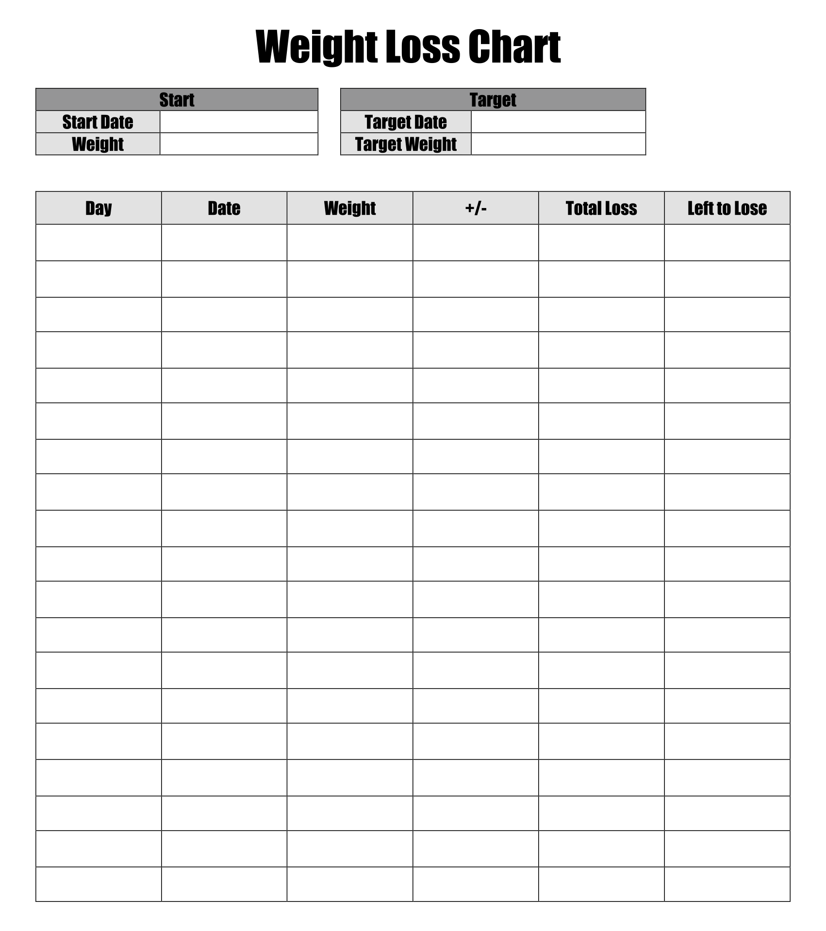 Printable Food Journal for Weight Loss