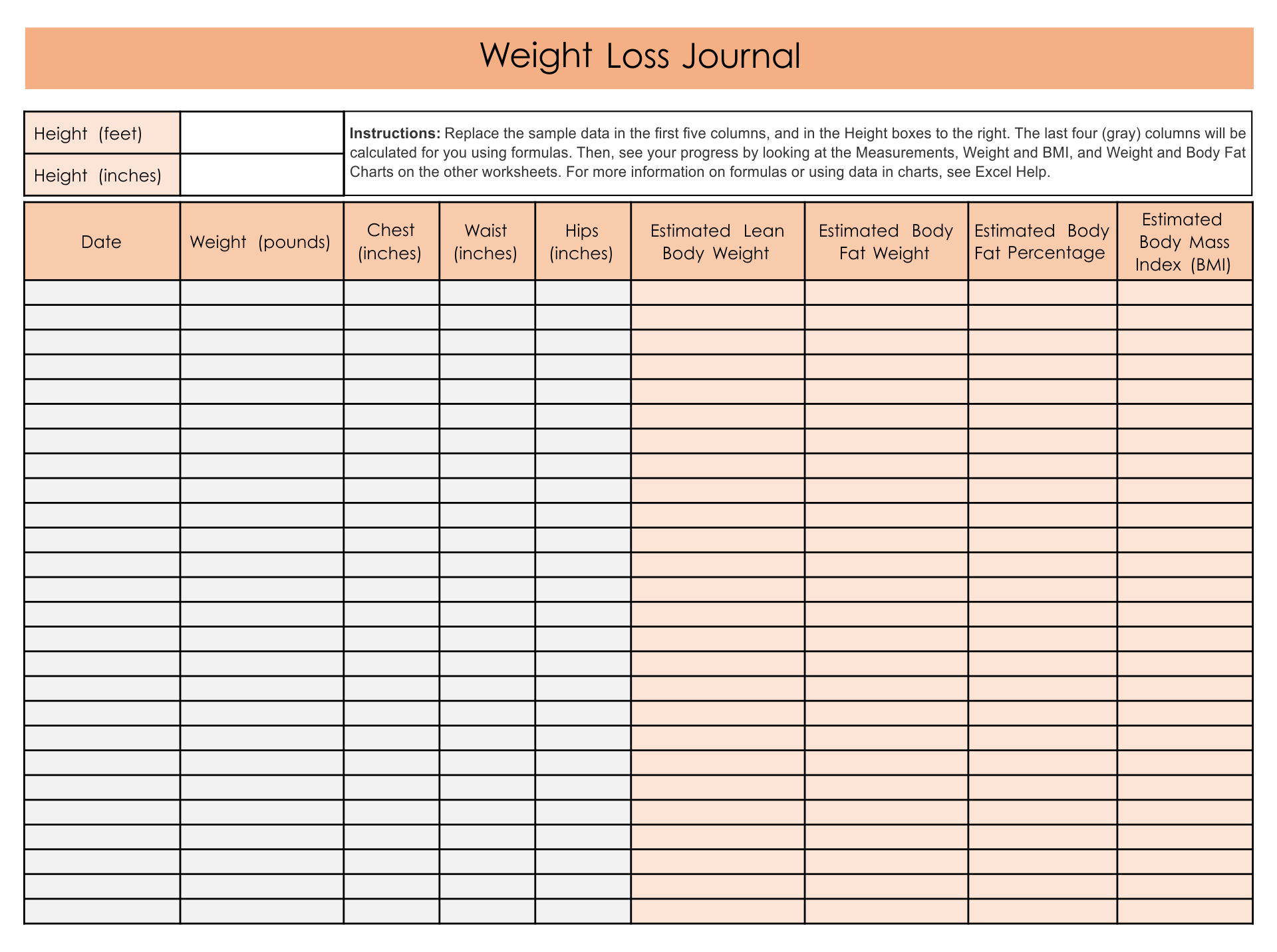 Printable Weight Loss Journal