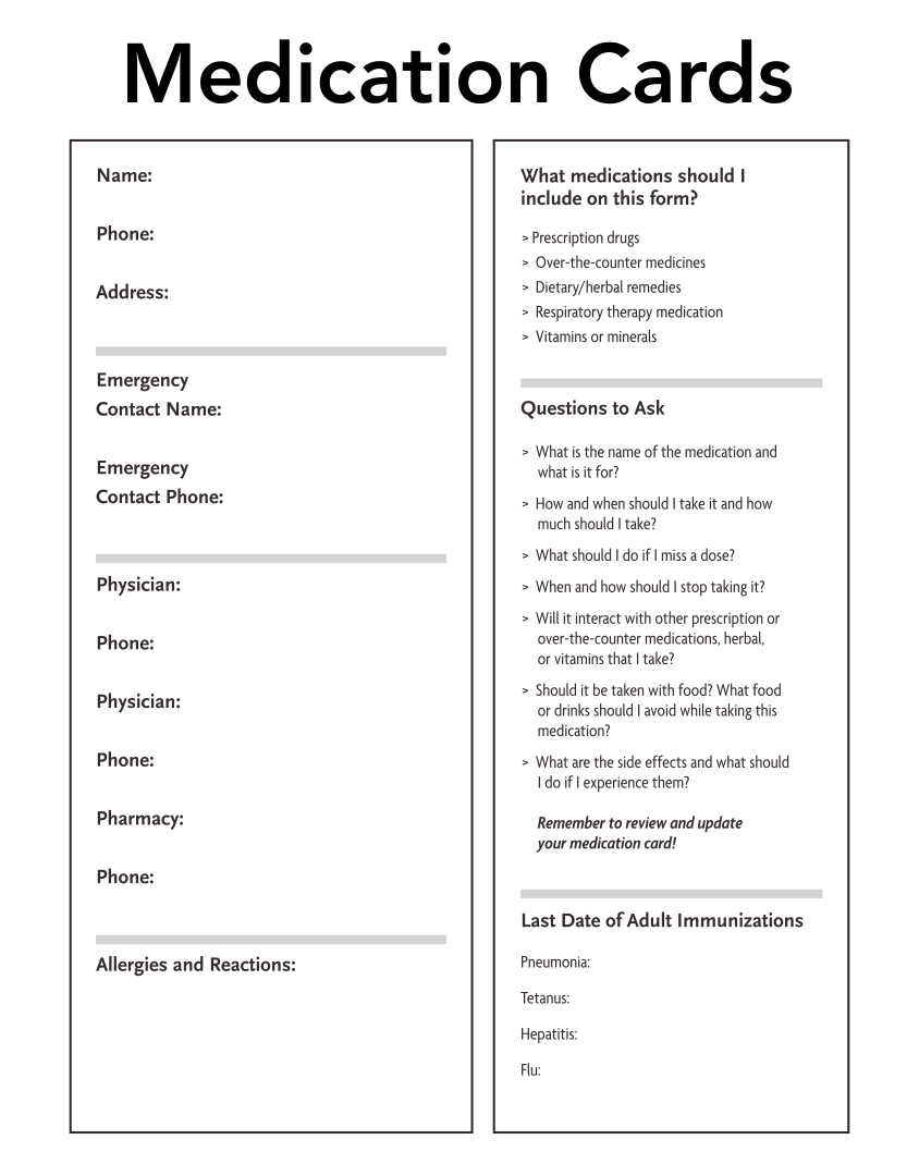 24 Best Printable Medication List Card - printablee.com Pertaining To Med Cards Template