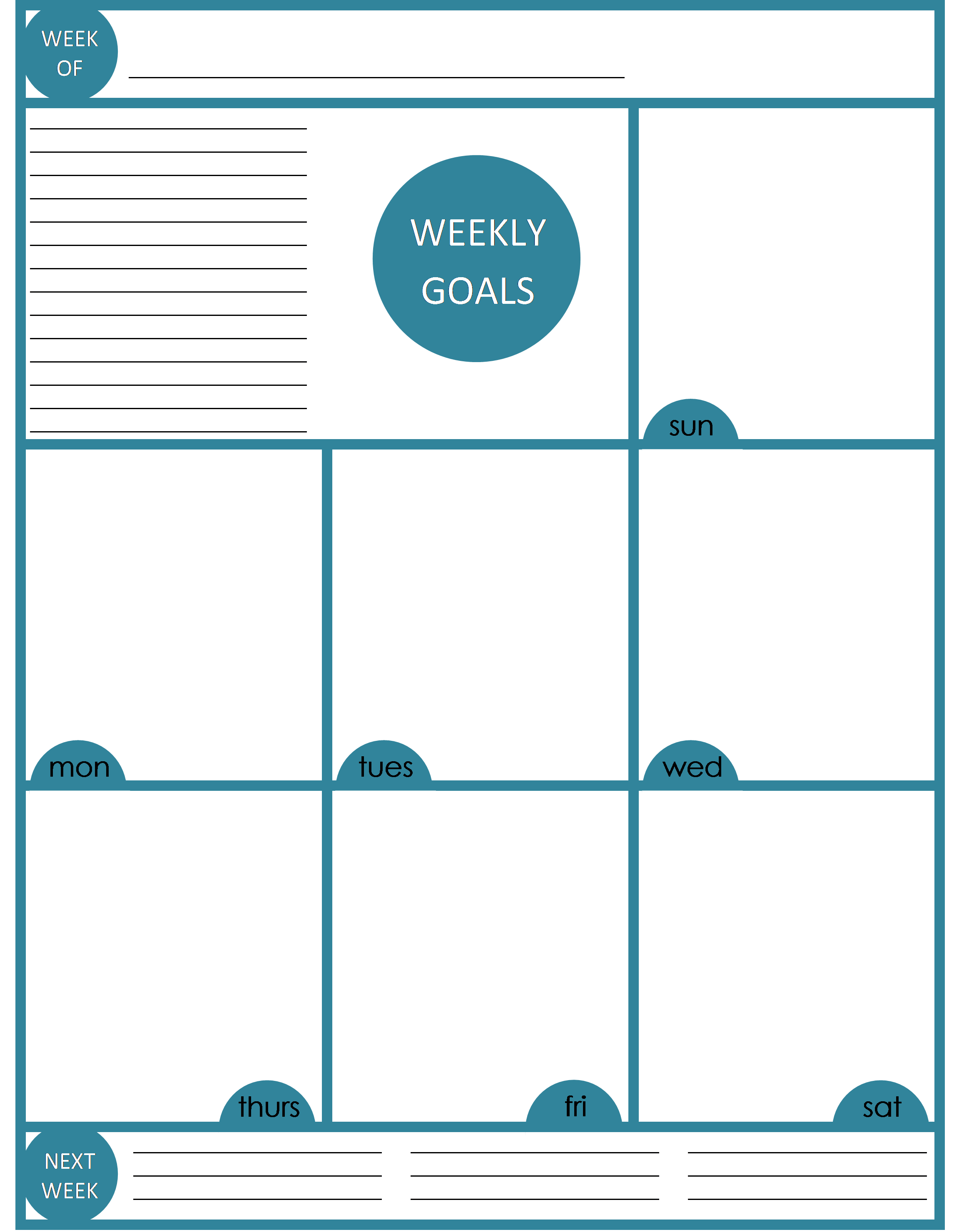 Printable Blank Weekly Planner