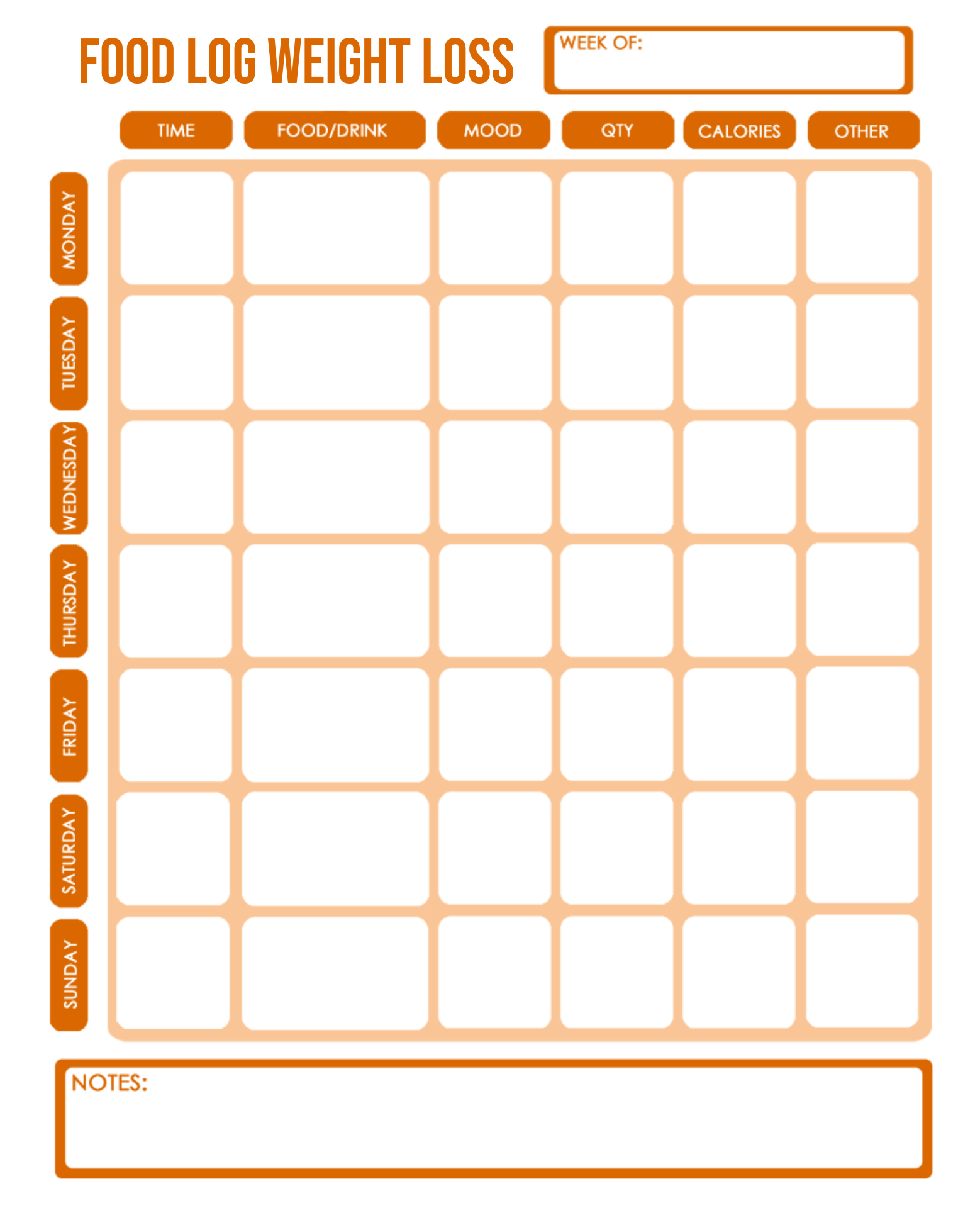 Weight Loss Diary Printable