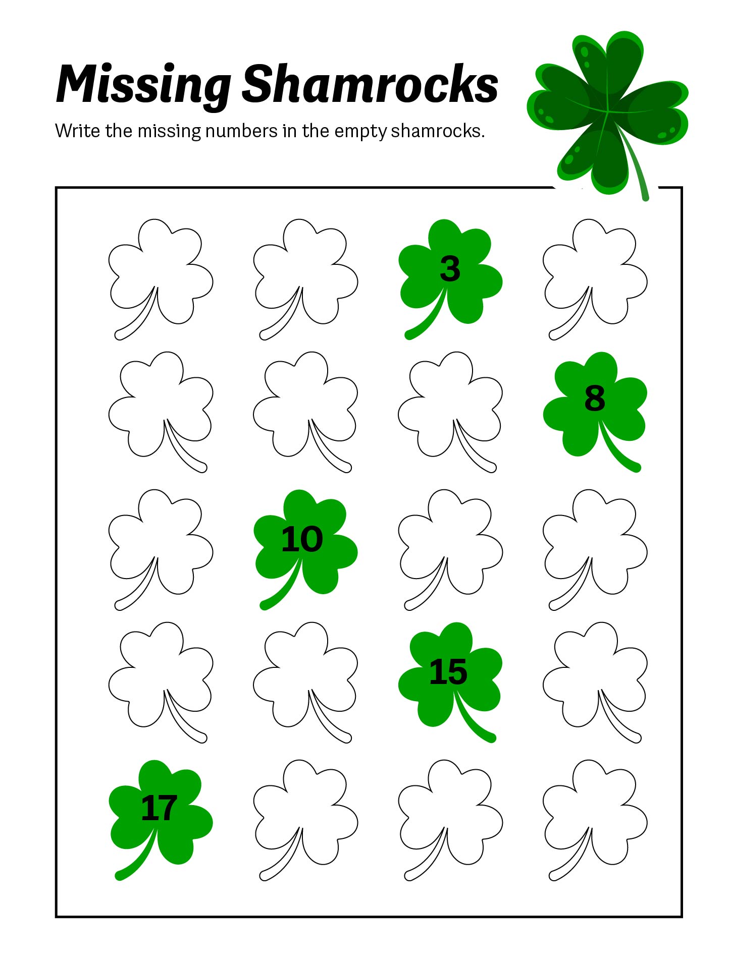 St. Patricks Day Printable Worksheets Preschool
