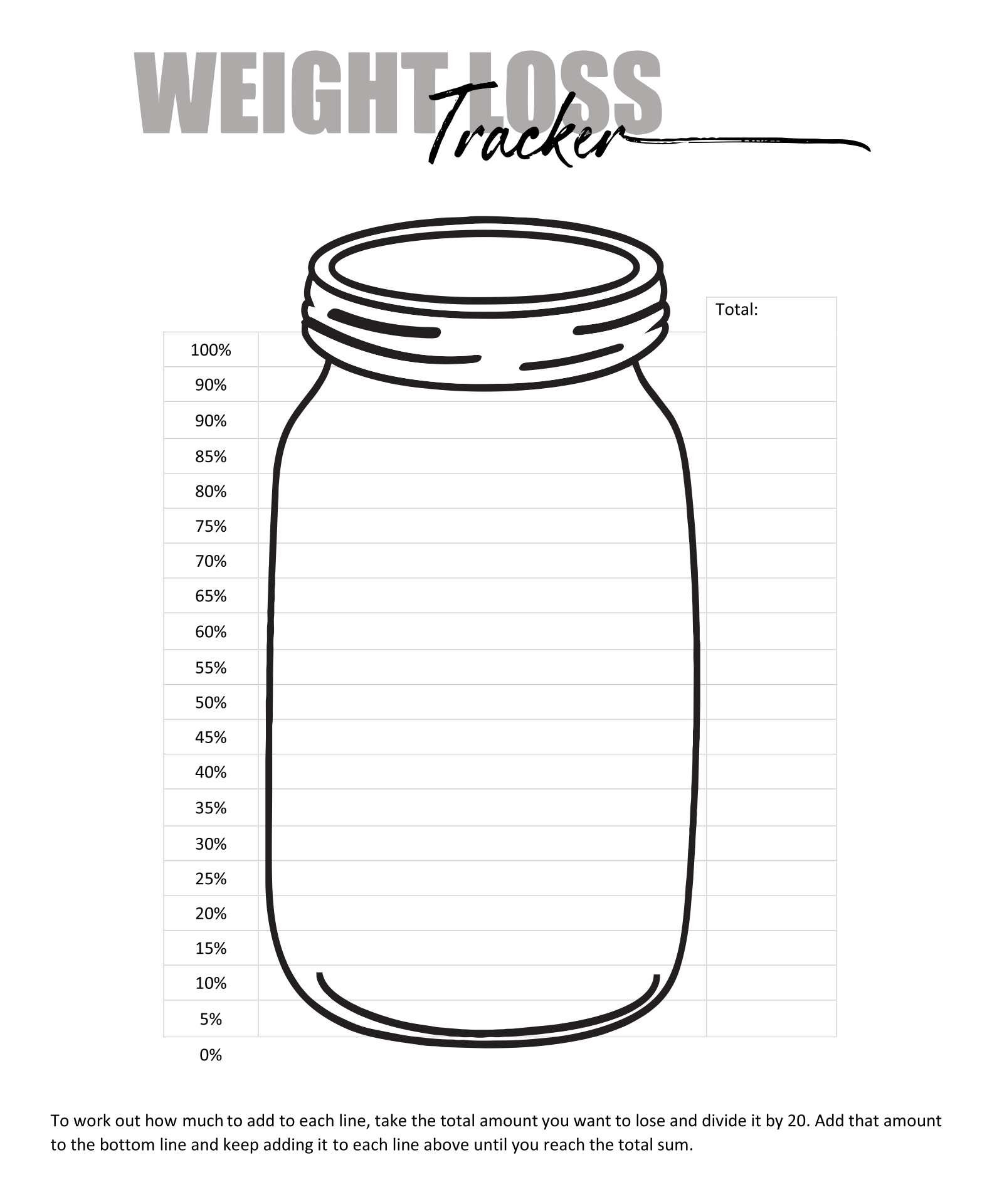 weight loss journey printable