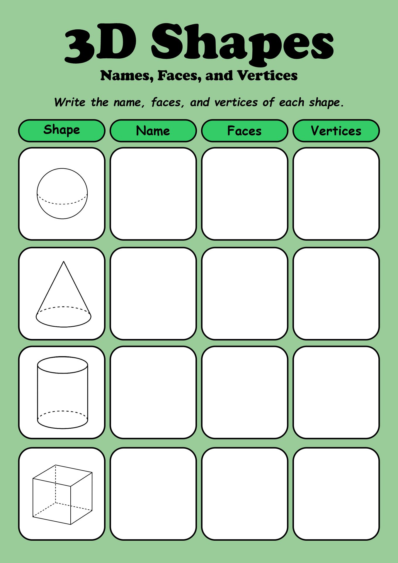 10 Best 3D Shapes Worksheets Printables Kindergarten PDF For Free At