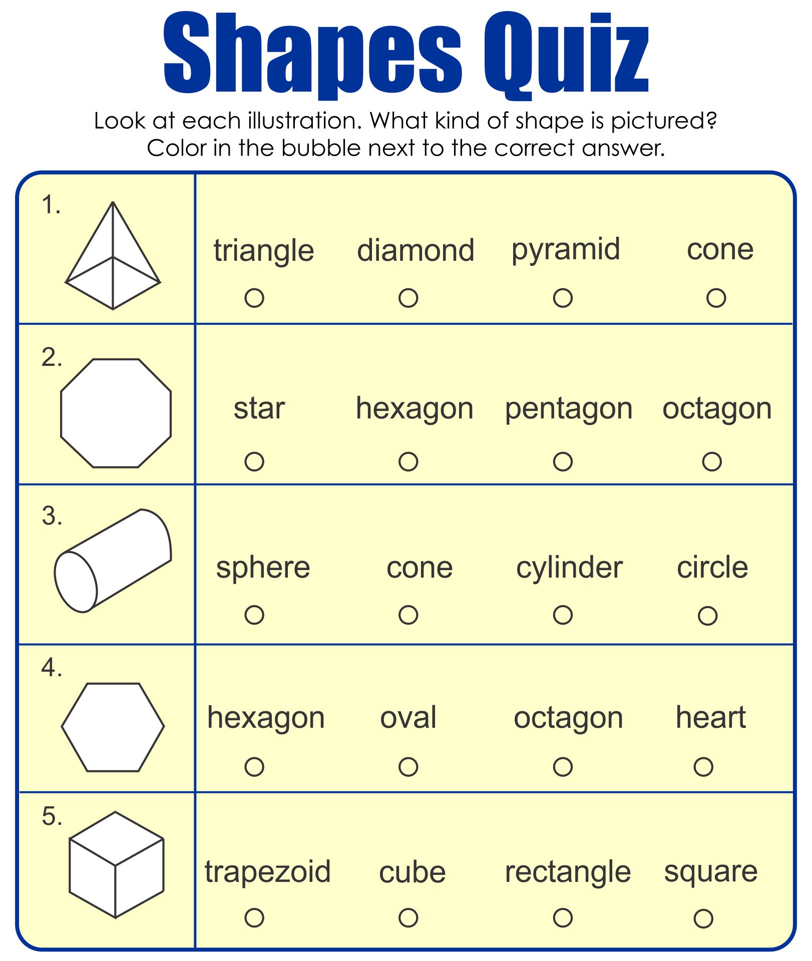 Free Printable 3d Shapes Worksheets