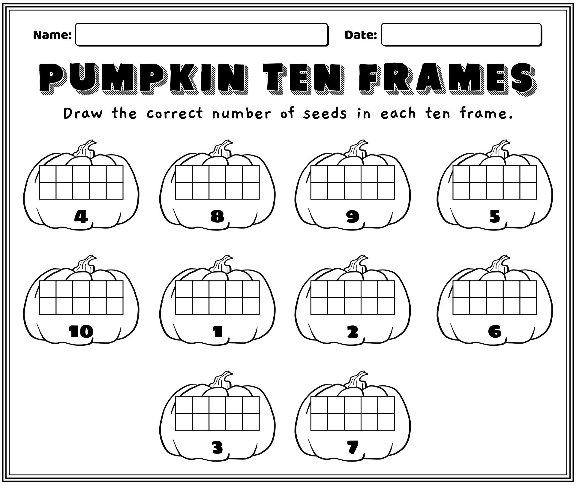 Apple Ten Frame Sheet