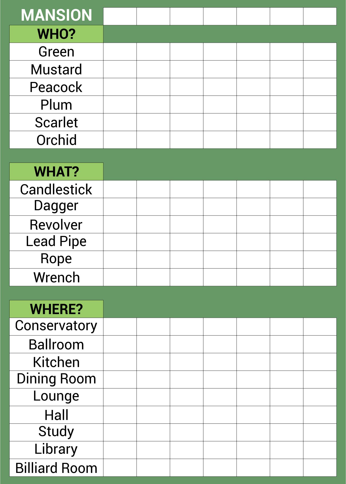 Clue Printable Sheets Printable Word Searches