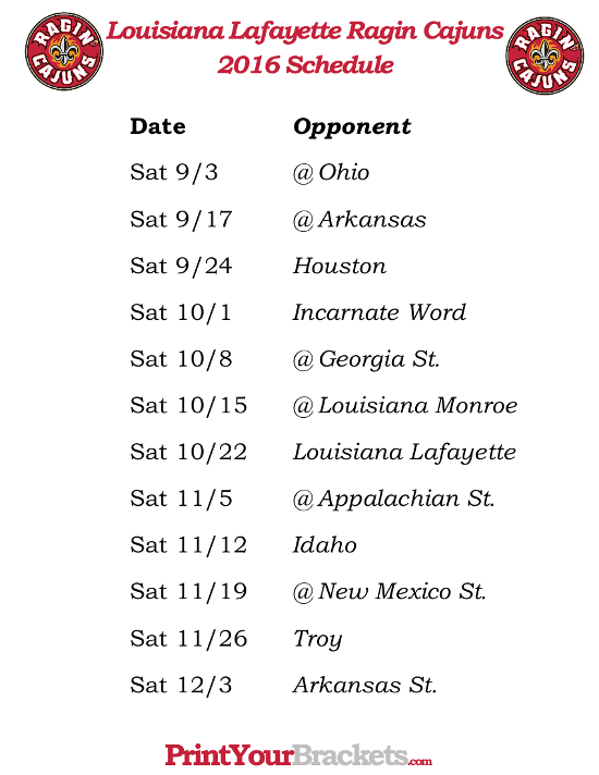College Football Schedule Printable
