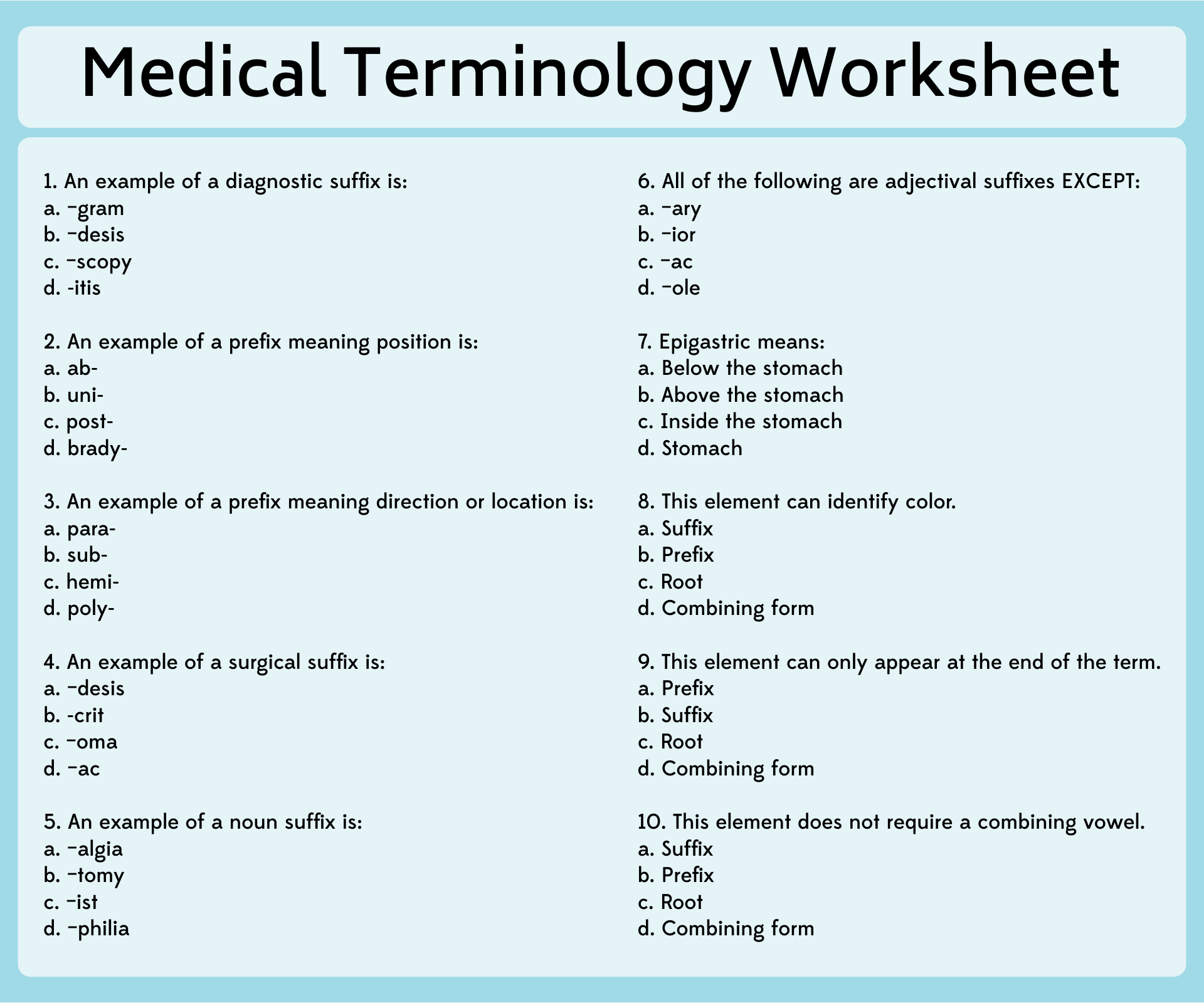 10 Best Free Printable Medical Worksheets PDF For Free At Printablee