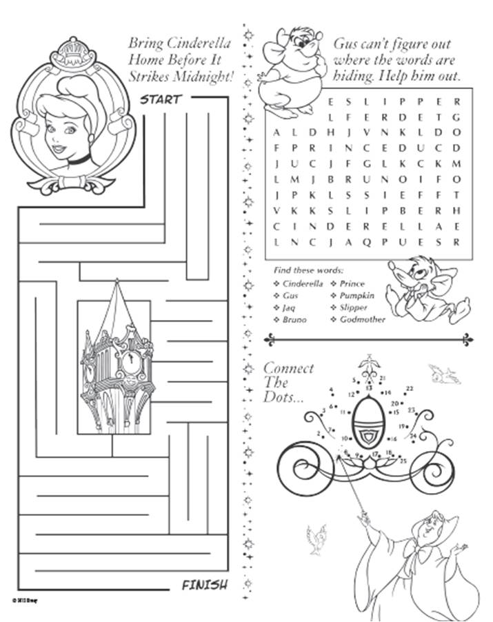 Printable Cinderella Activity Sheets