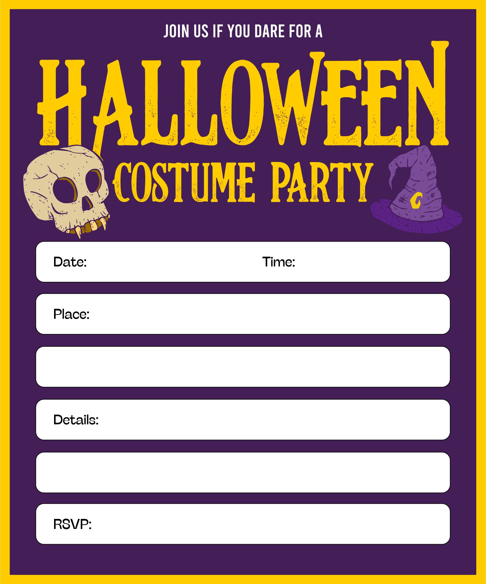 Printable Halloween Invitations Costume Party