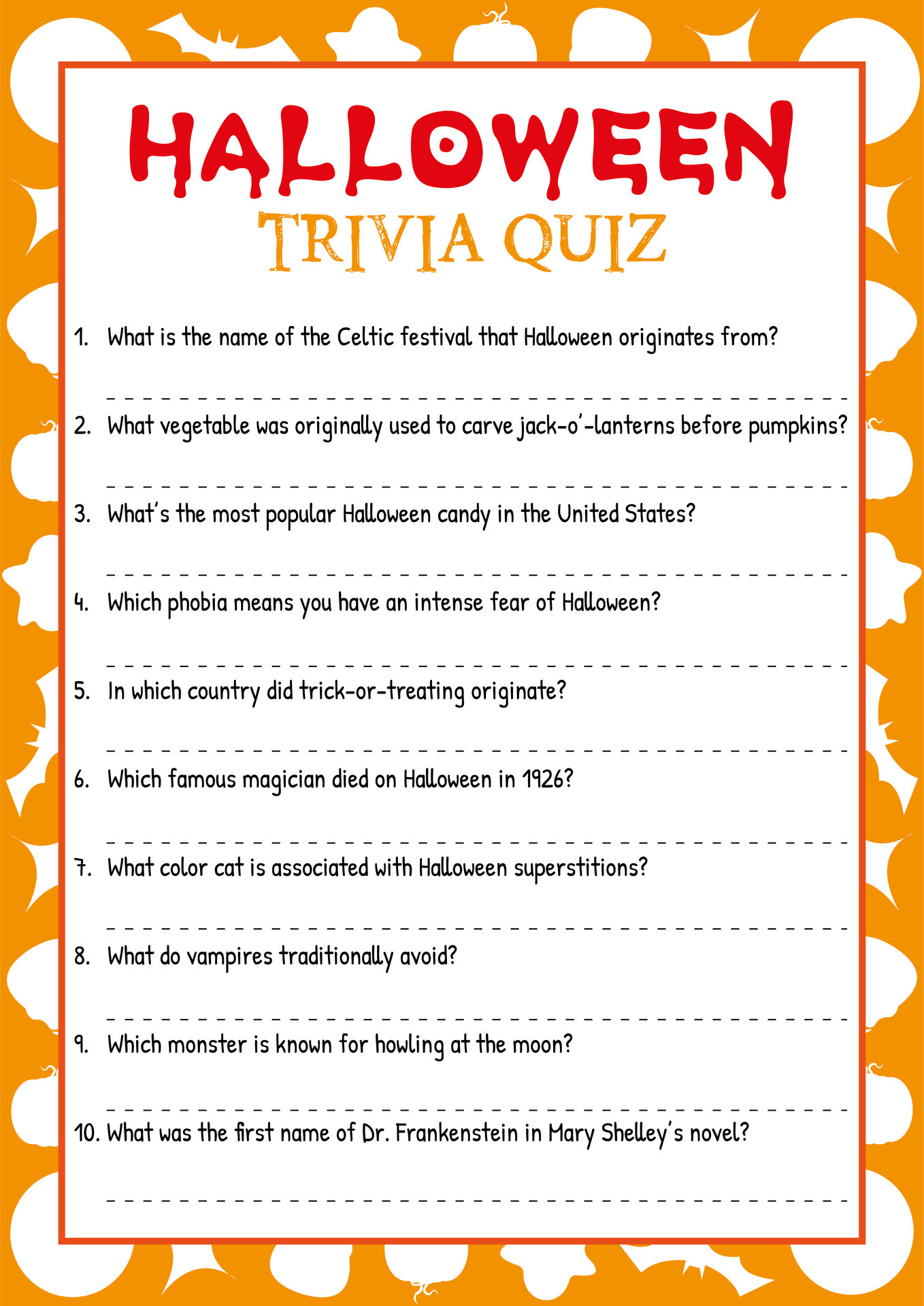 Halloween Trivia Quizzes 15 Free PDF Printables Printablee Halloween Trivia Quizzes 15 Free PDF Printables Printablee