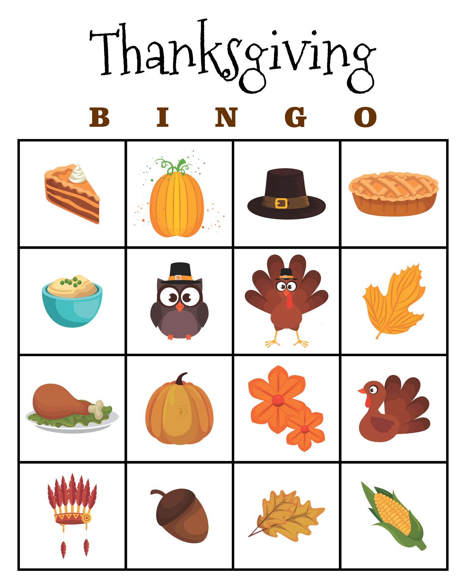 Printable Thanksgiving Bingo