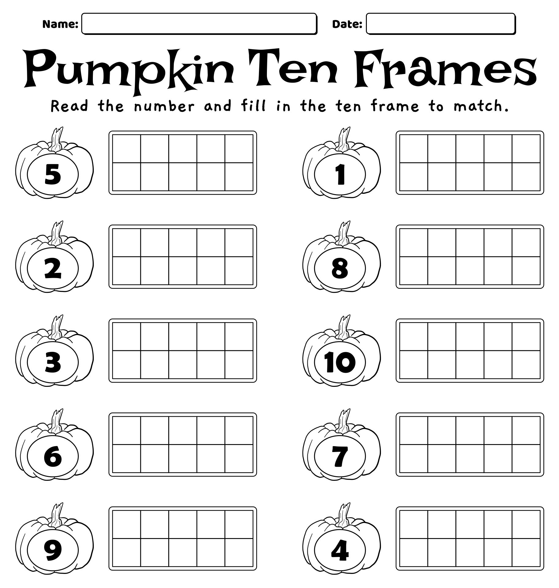 Pumpkin Ten Frame Activity