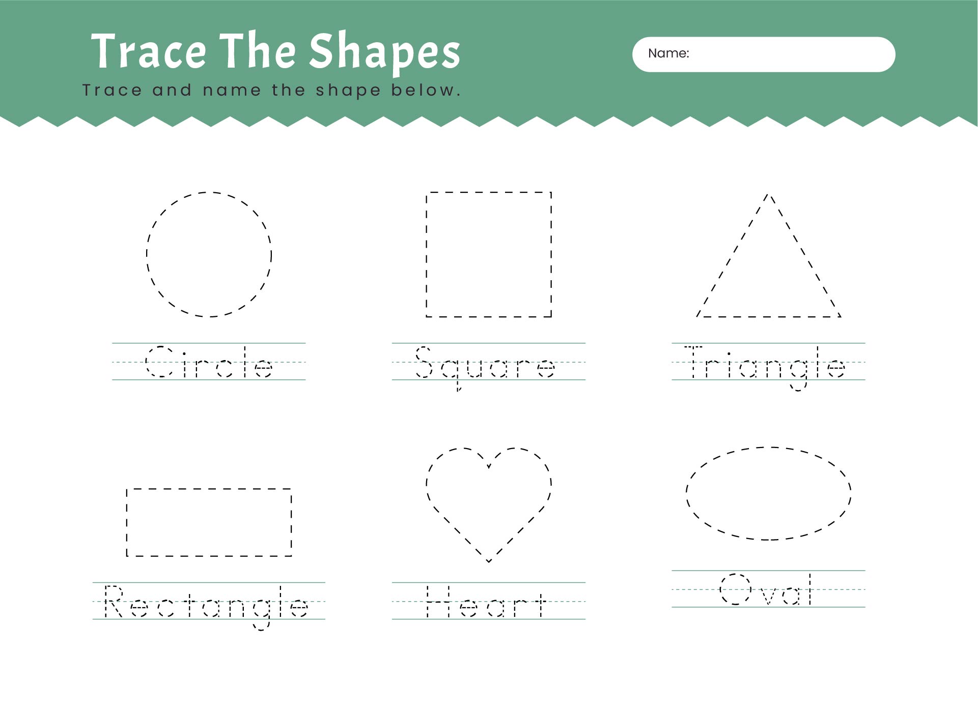  Printable Tracing Shapes Worksheets Preschool