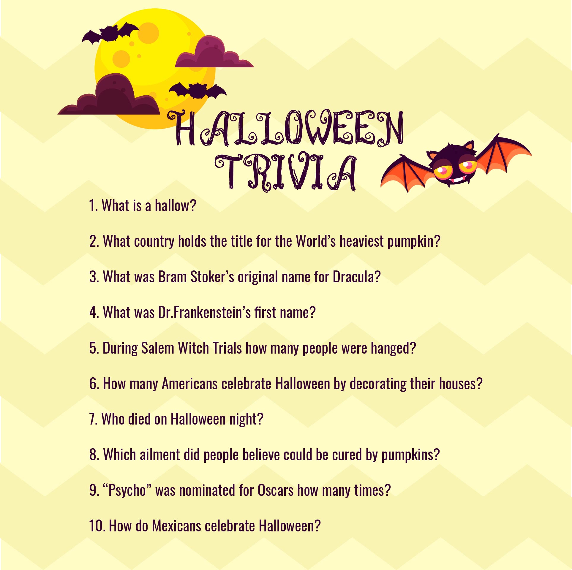 15 Best Free Printable Halloween Trivia Quizzes