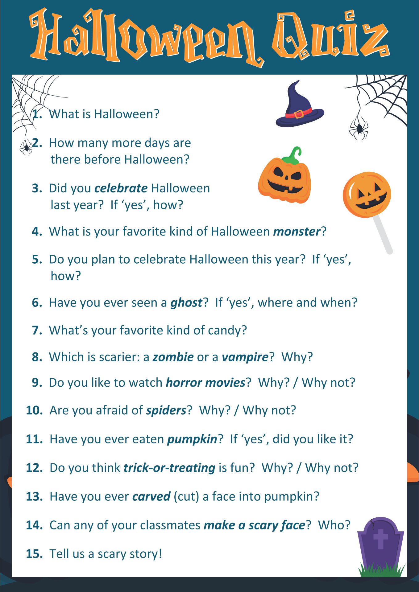 Printable Halloween Trivia Quiz