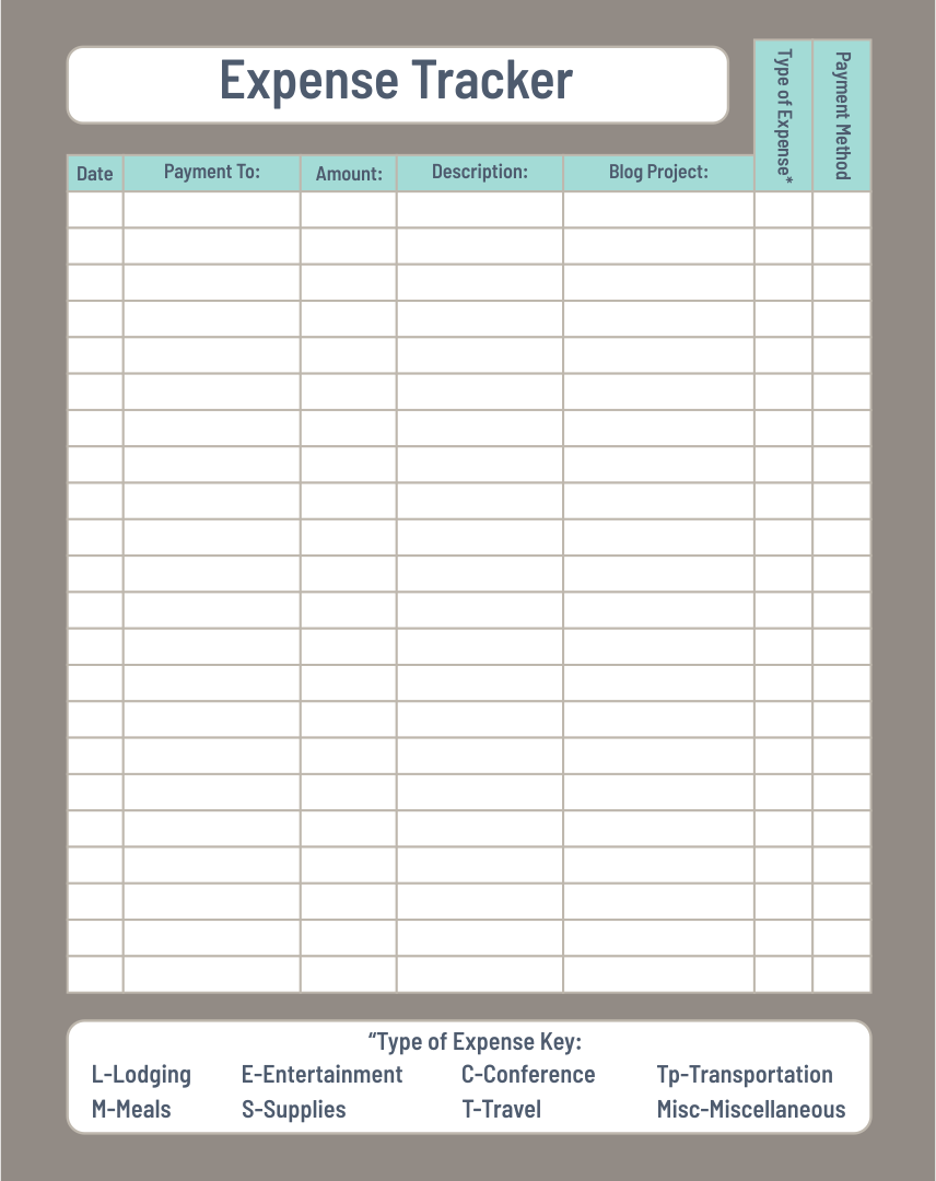 printable expense tracker