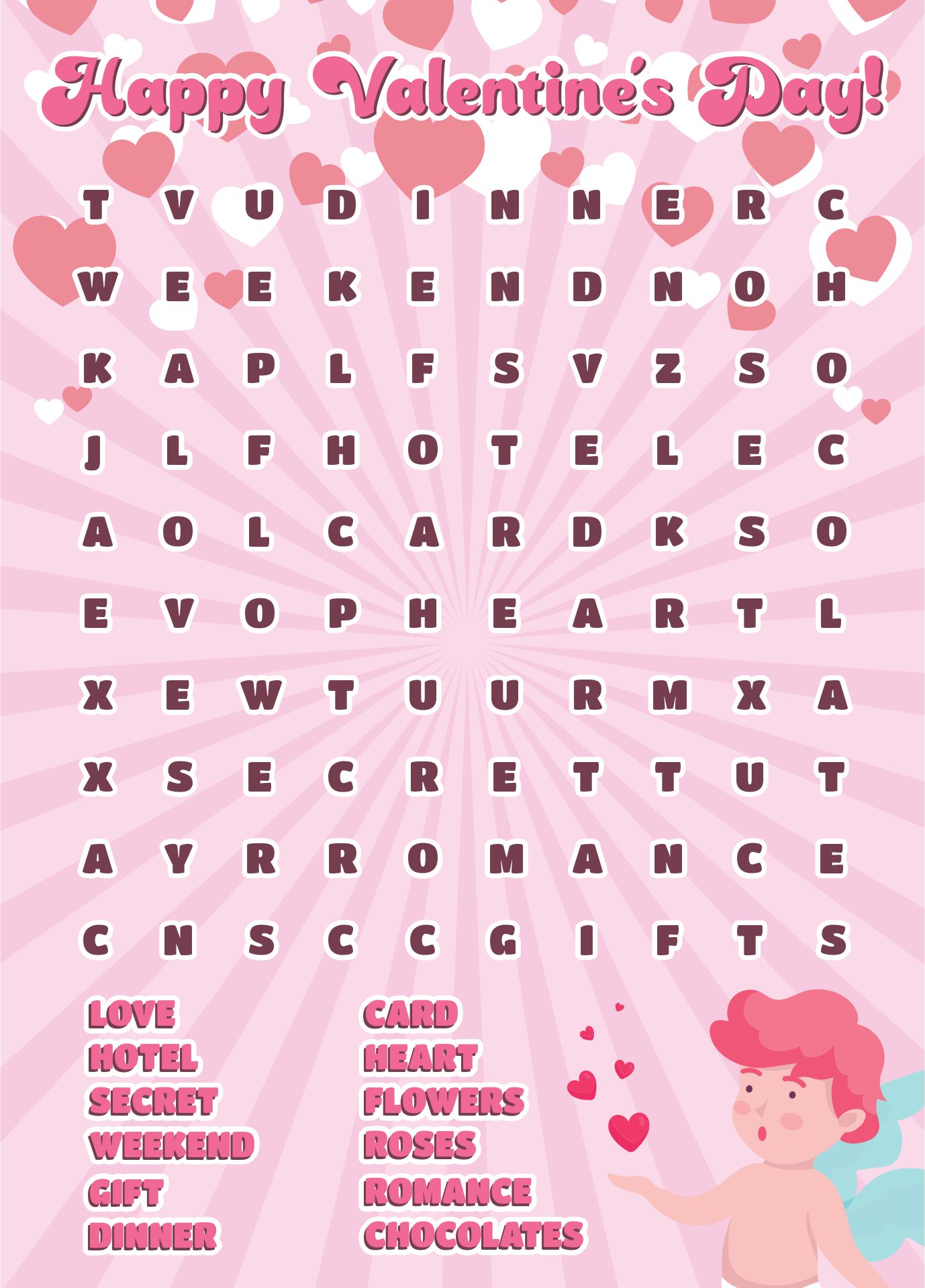Printable Valentine Word Search