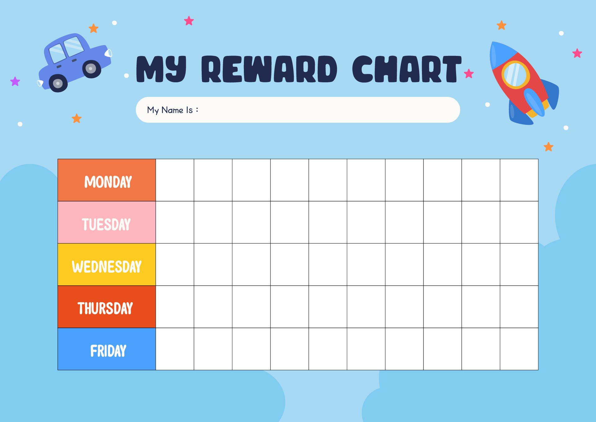 Printable Weekly Chore Chart Reward
