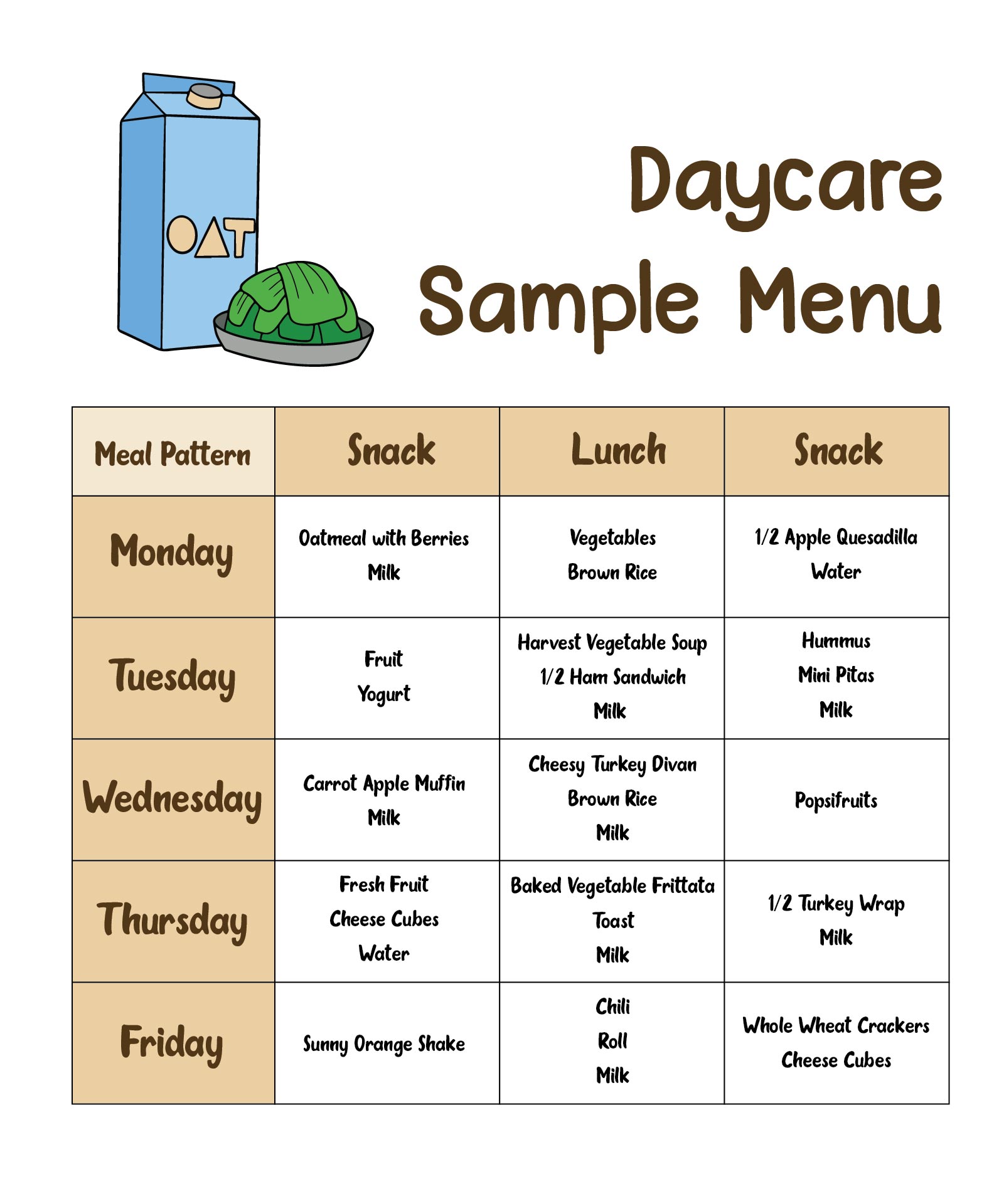 8 Best Images of Printable Menus Daycares - Sample Daycare Food Menu ...