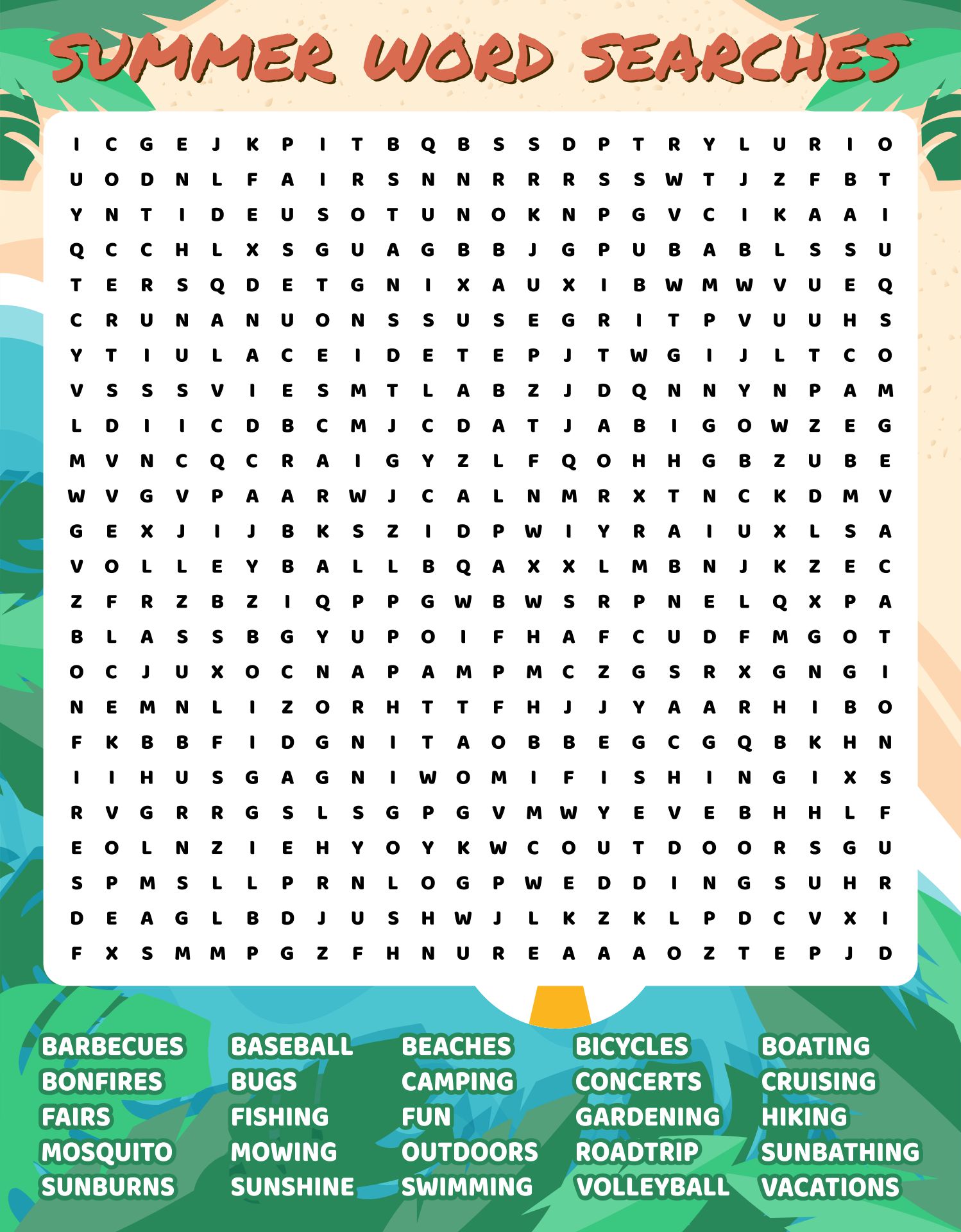 Summer Word Searches to Print