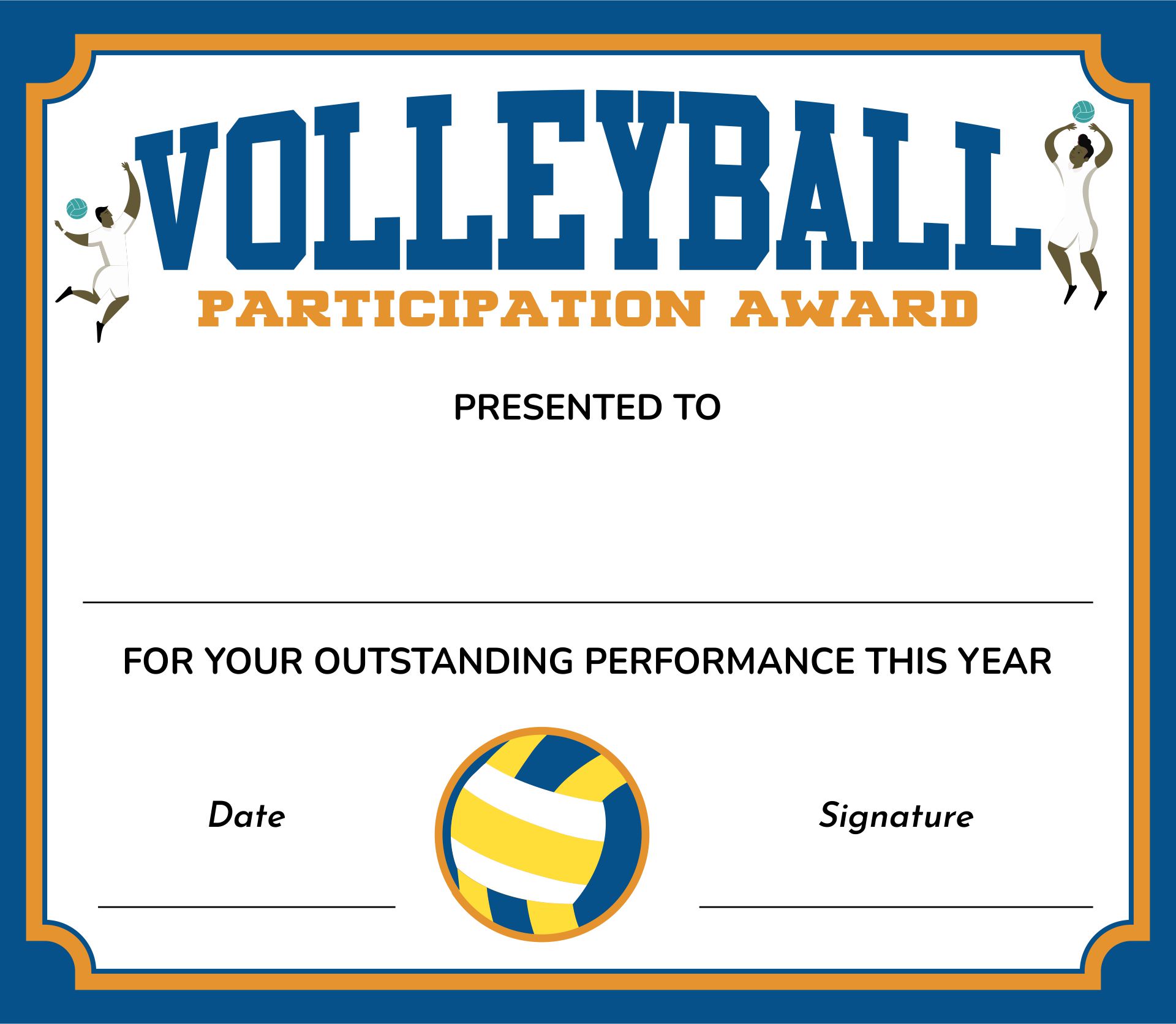 Volleyball Award Certificate Templates