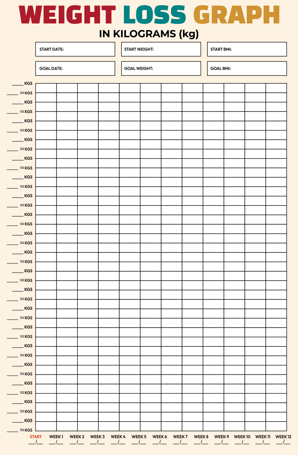 7 Best Week Chart Printable Weight Loss